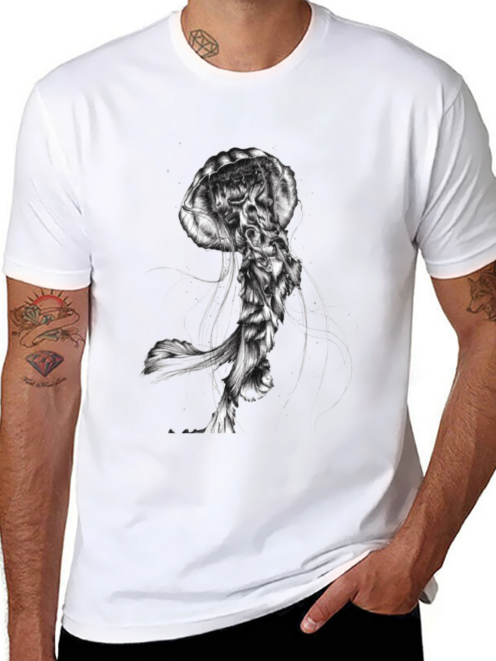 Jellyfish Graphic Print Black T-Shirt