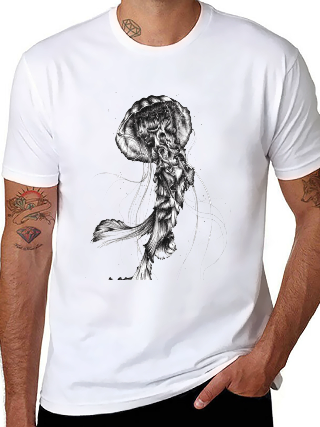 Jellyfish Graphic Print Black T-Shirt