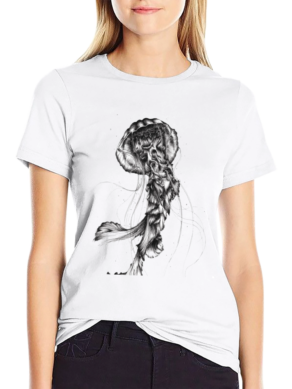 Jellyfish Graphic Print Black T-Shirt