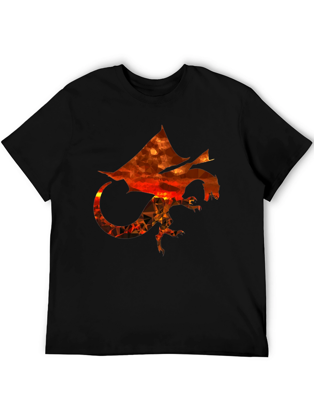 Geometric Dragon Print Black T-Shirt