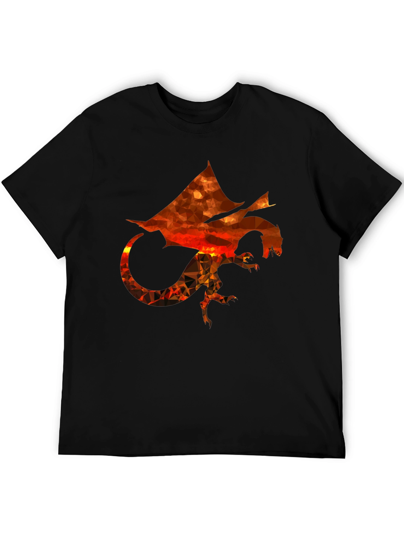 Geometric Dragon Print Black T-Shirt