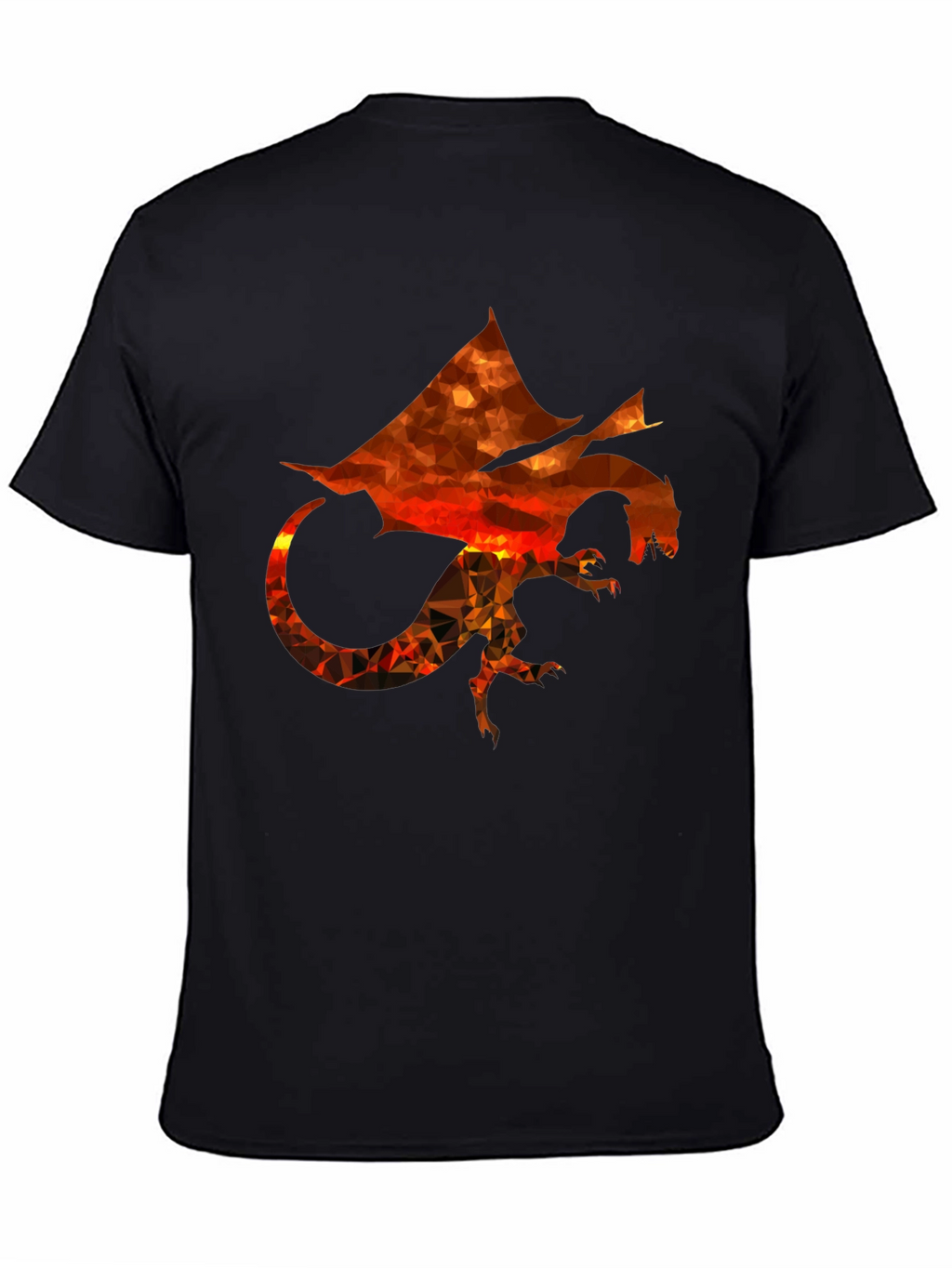 Geometric Dragon Print Black T-Shirt