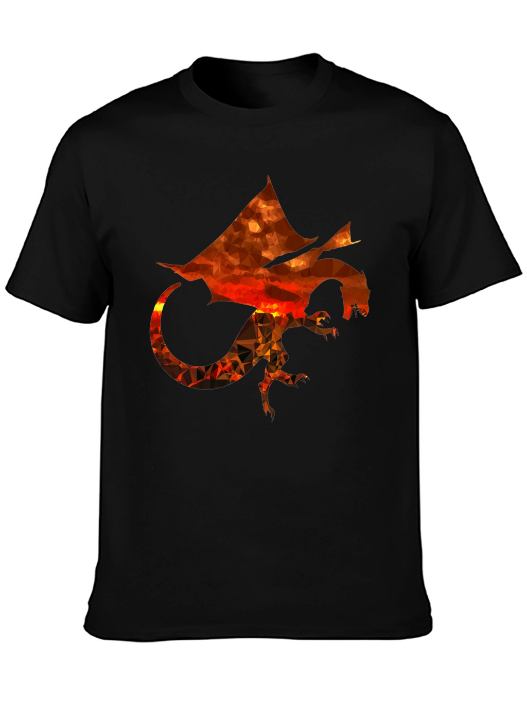Geometric Dragon Print Black T-Shirt