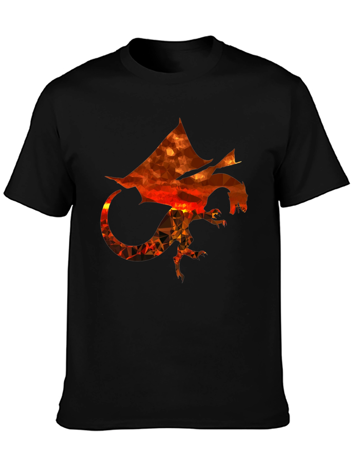 Geometric Dragon Print Black T-Shirt