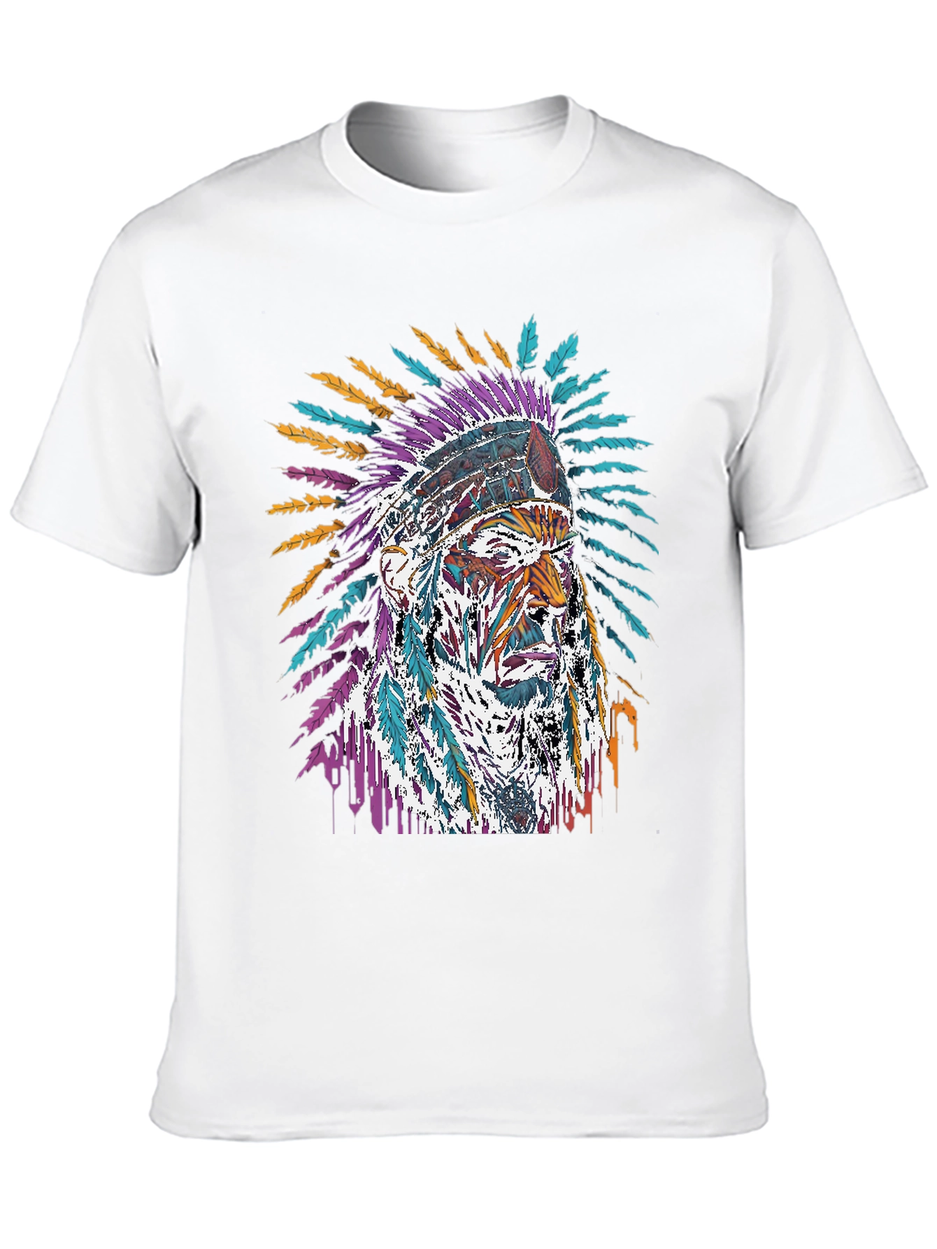 Native American Chief Graphic Black T-Shirt