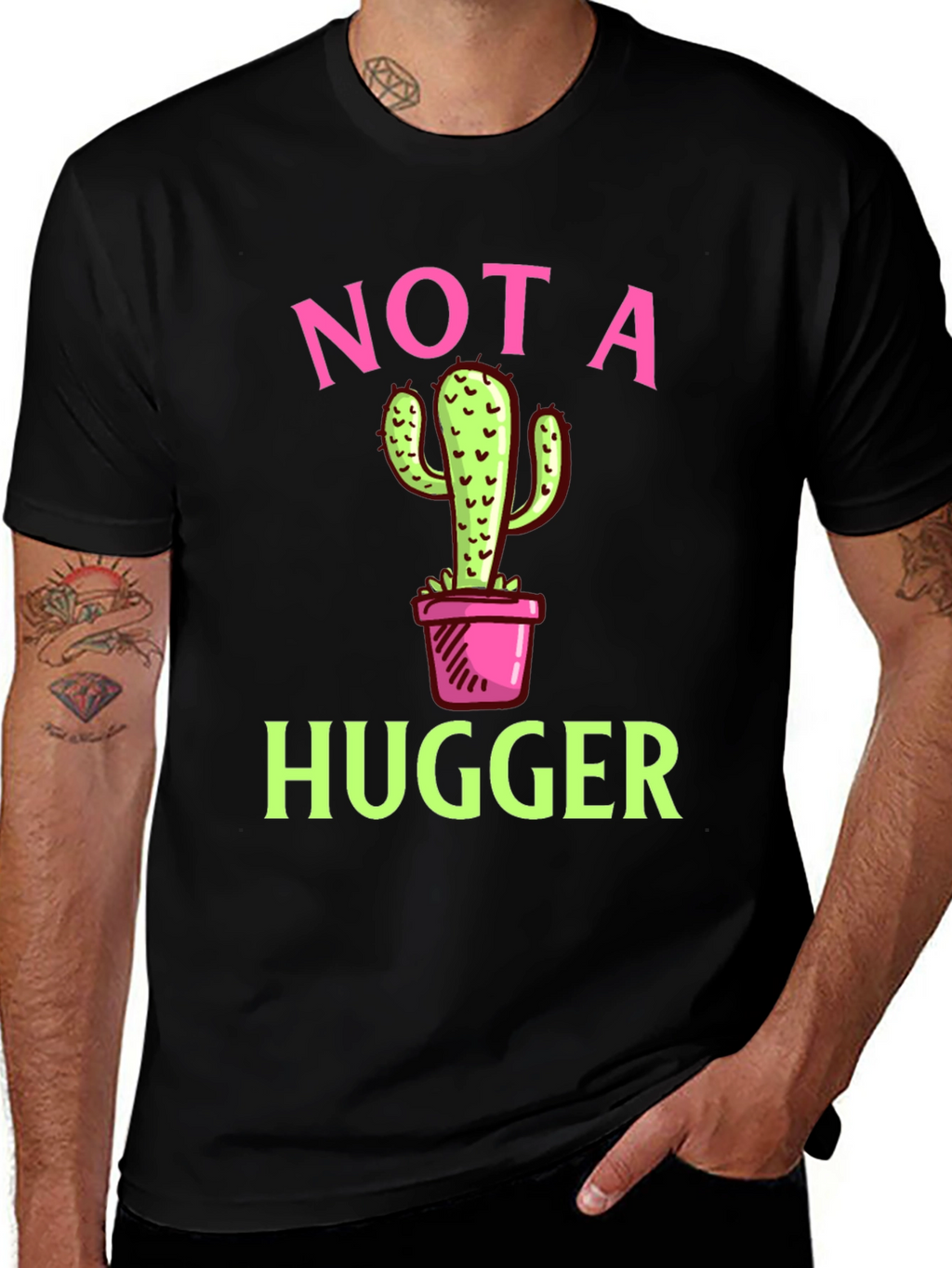 Not a Hugger Cactus Graphic T-Shirt