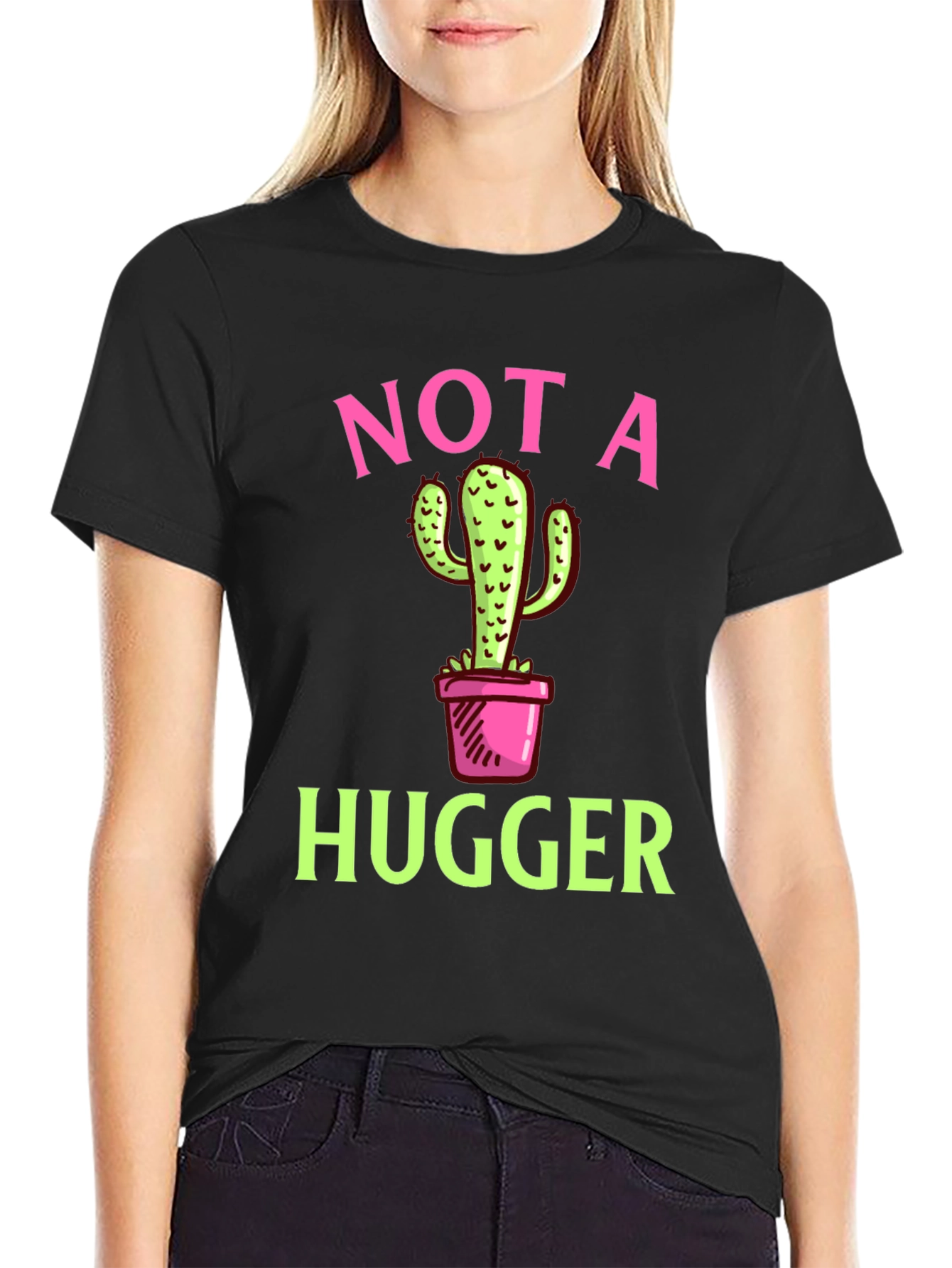 Not a Hugger Cactus Graphic T-Shirt