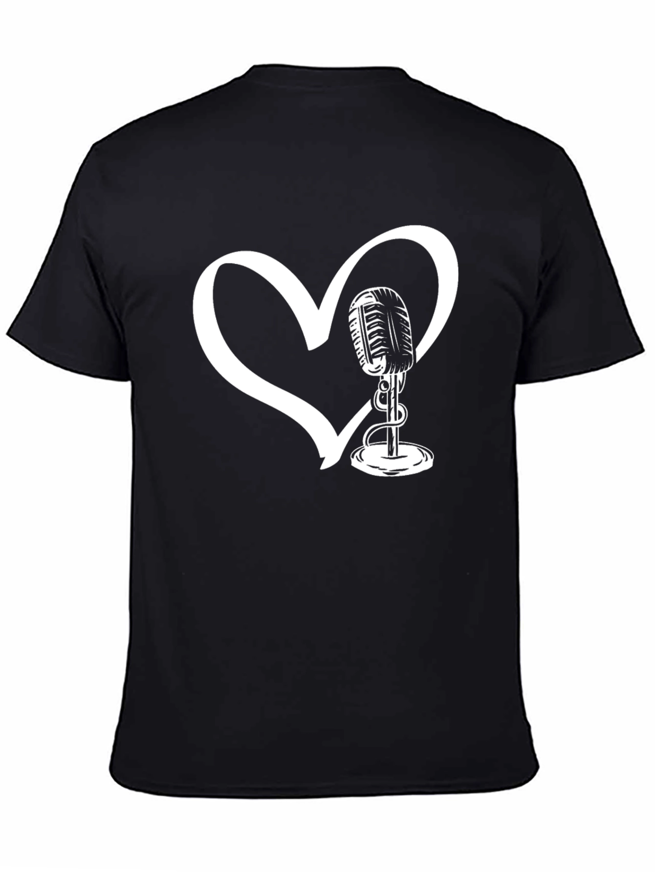 Heart Microphone T-Shirt - Classic Vocal Love Tee