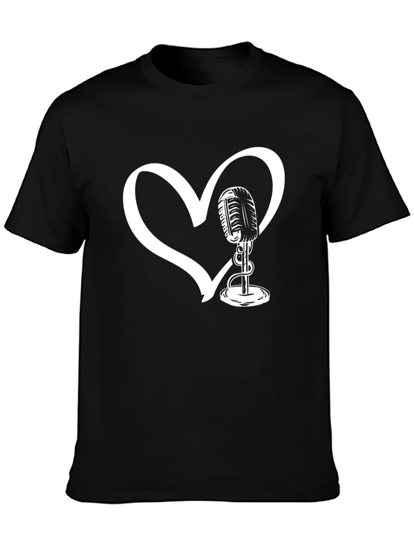 Heart Microphone T-Shirt - Classic Vocal Love Tee
