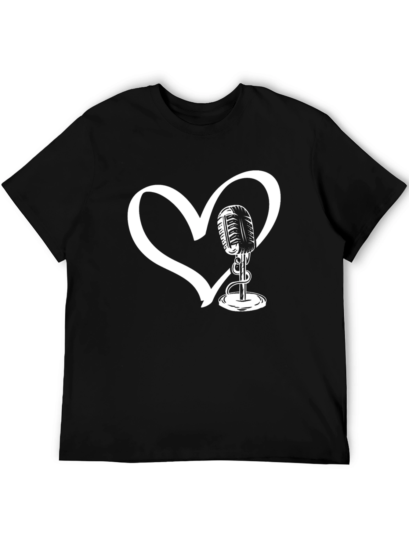 Heart Microphone T-Shirt - Classic Vocal Love Tee