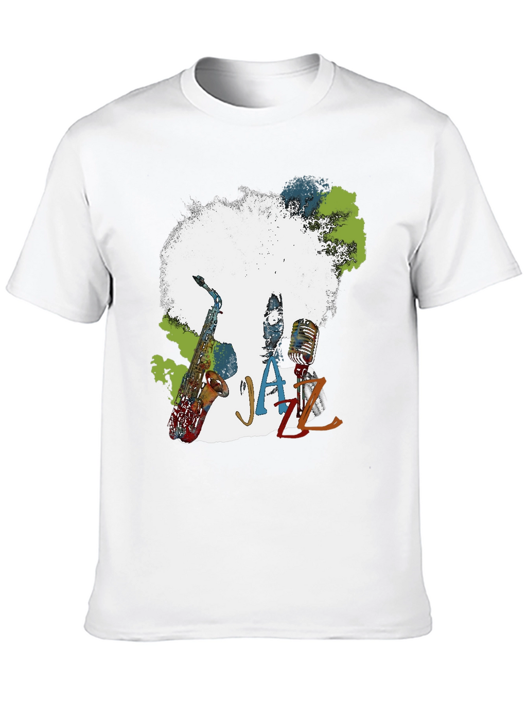 Jazz Music T-Shirt - Afro Saxophone Microphone