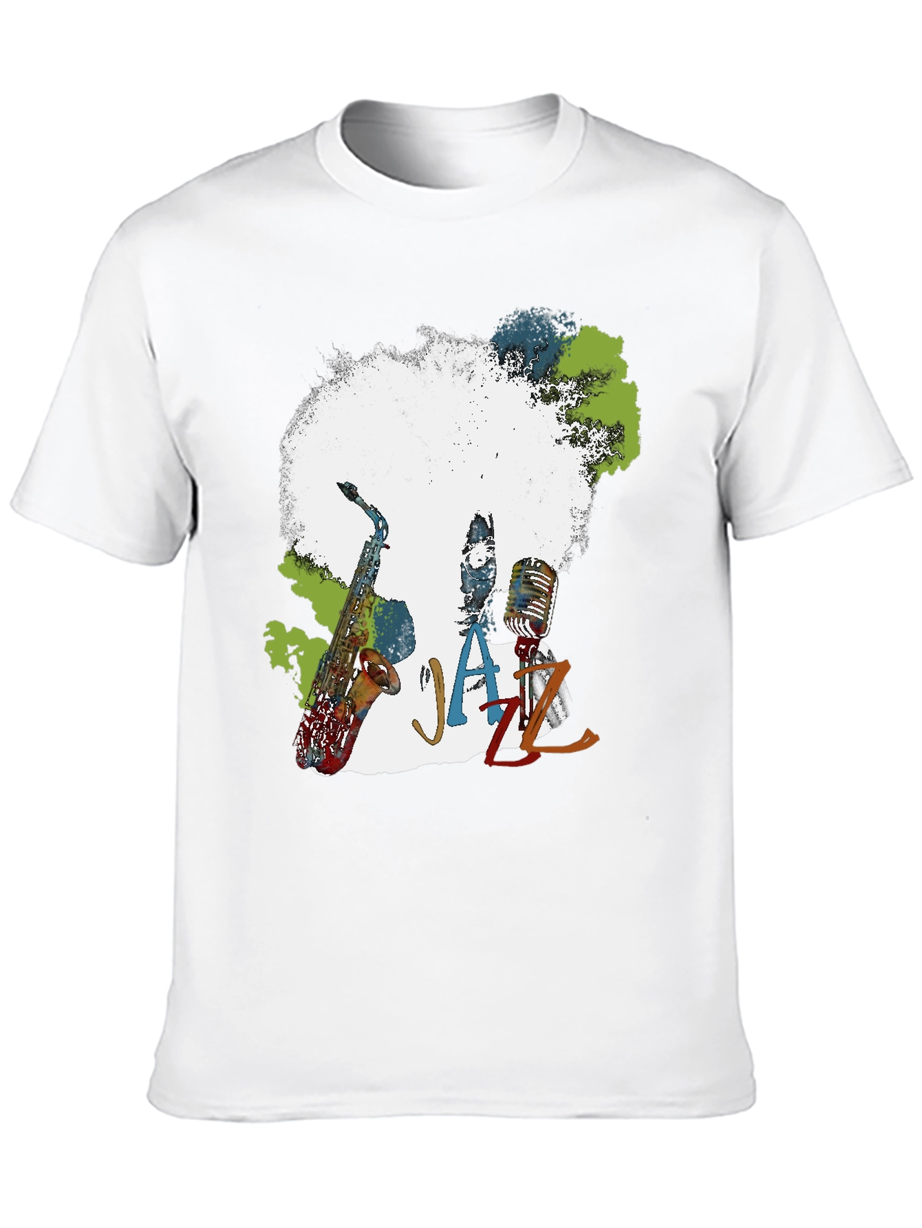 Jazz Music T-Shirt - Afro Saxophone Microphone