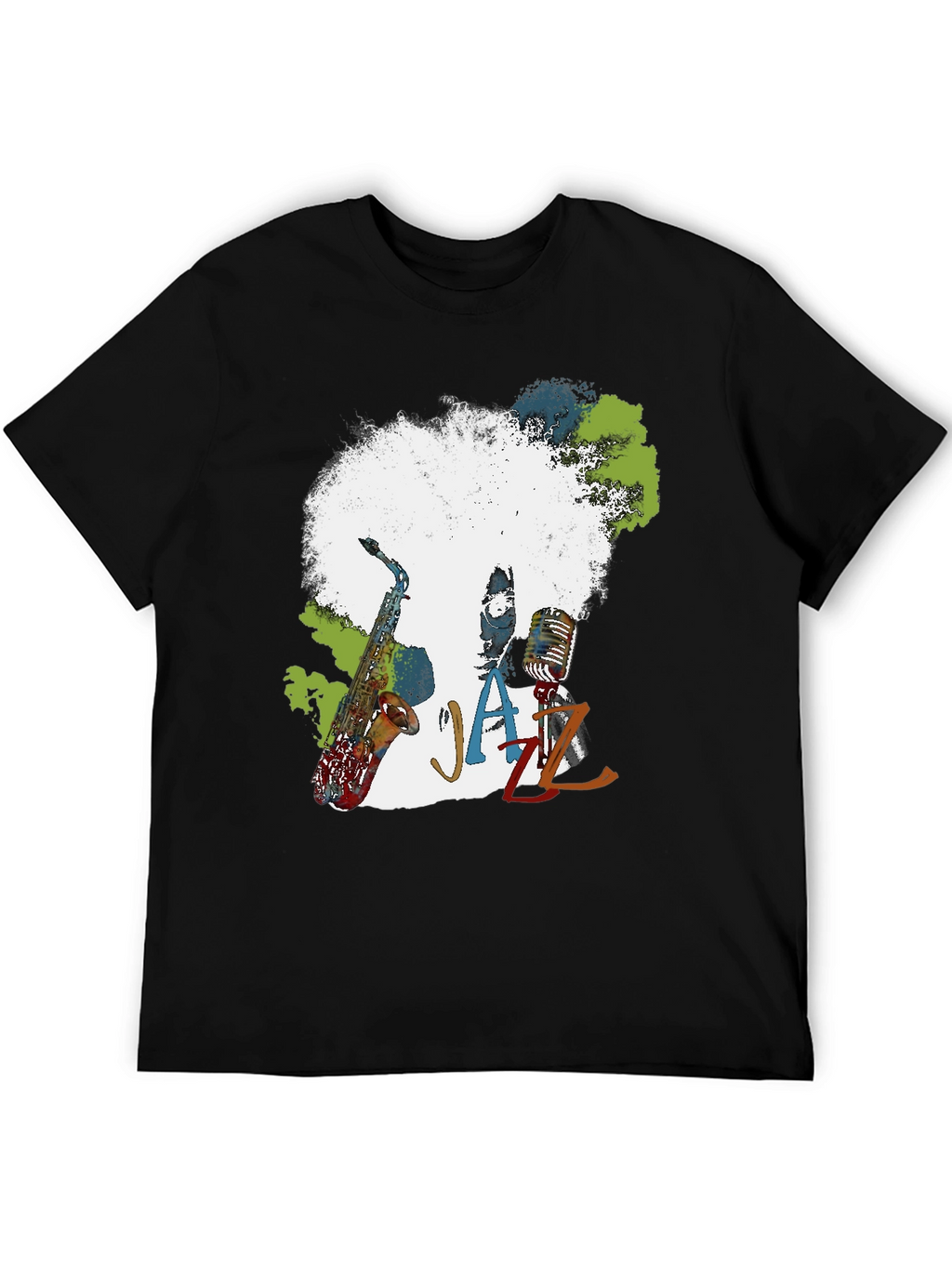 Jazz Music T-Shirt - Afro Saxophone Microphone