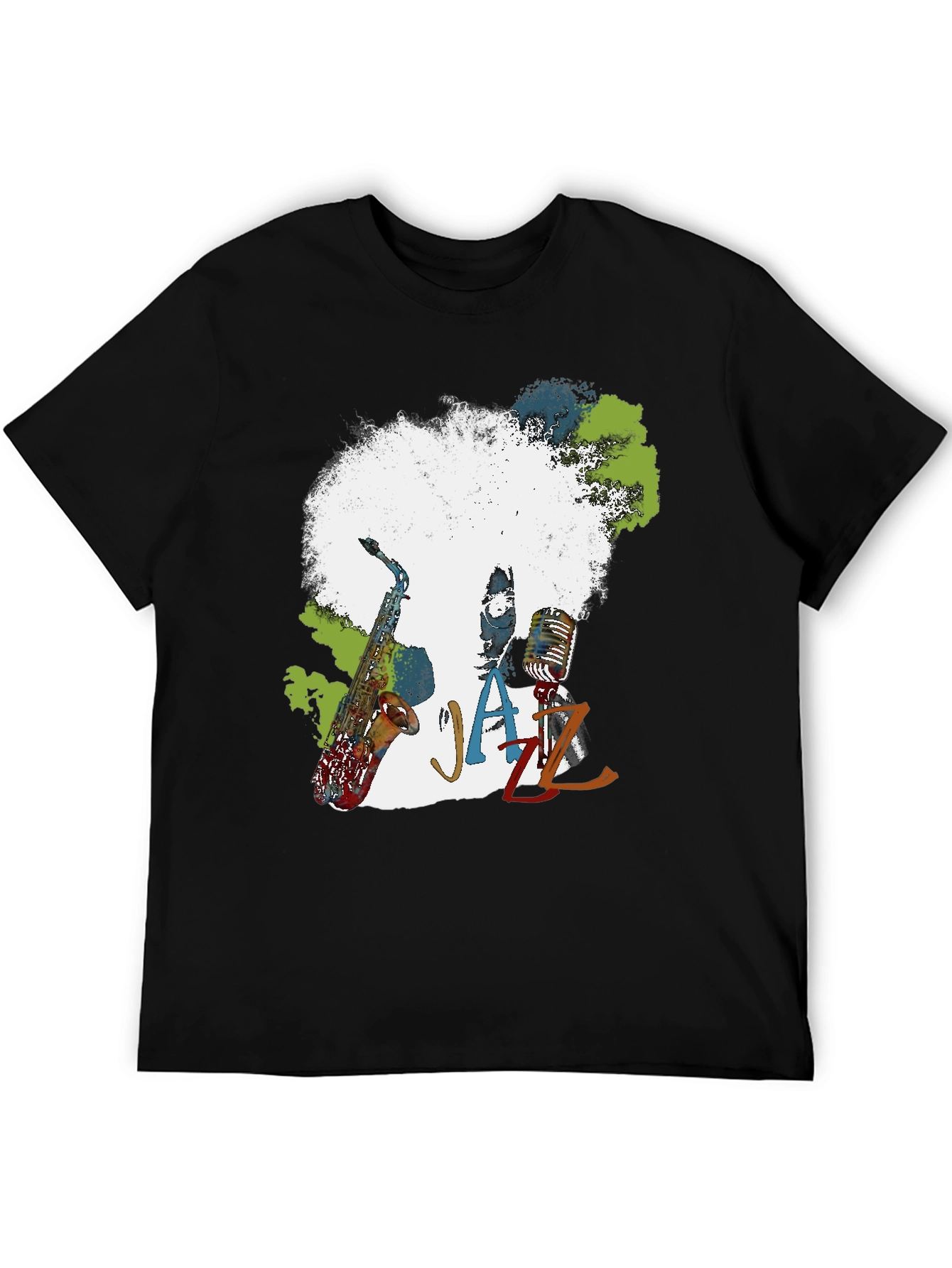 Jazz Music T-Shirt - Afro Saxophone Microphone