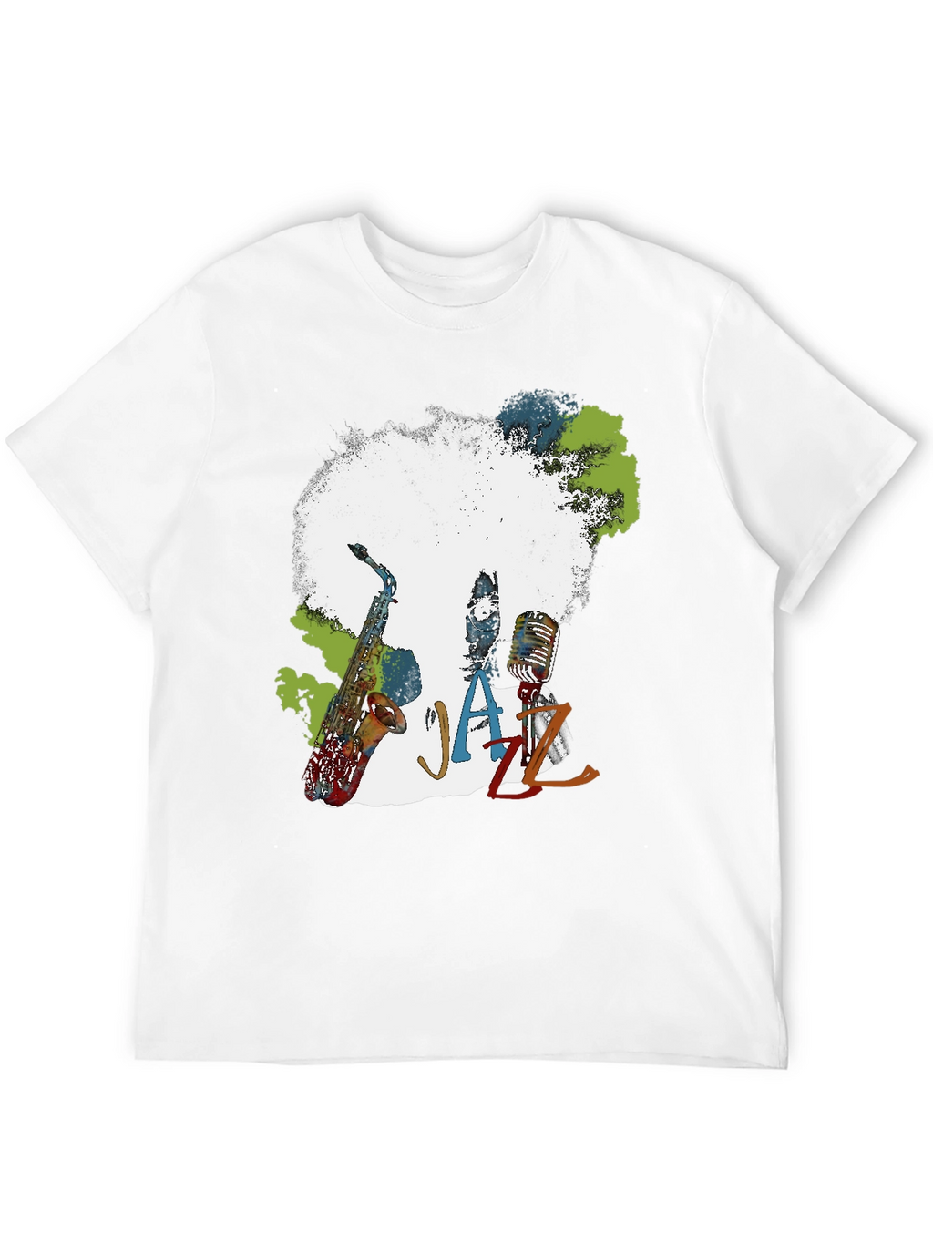 Jazz Music T-Shirt - Afro Saxophone Microphone