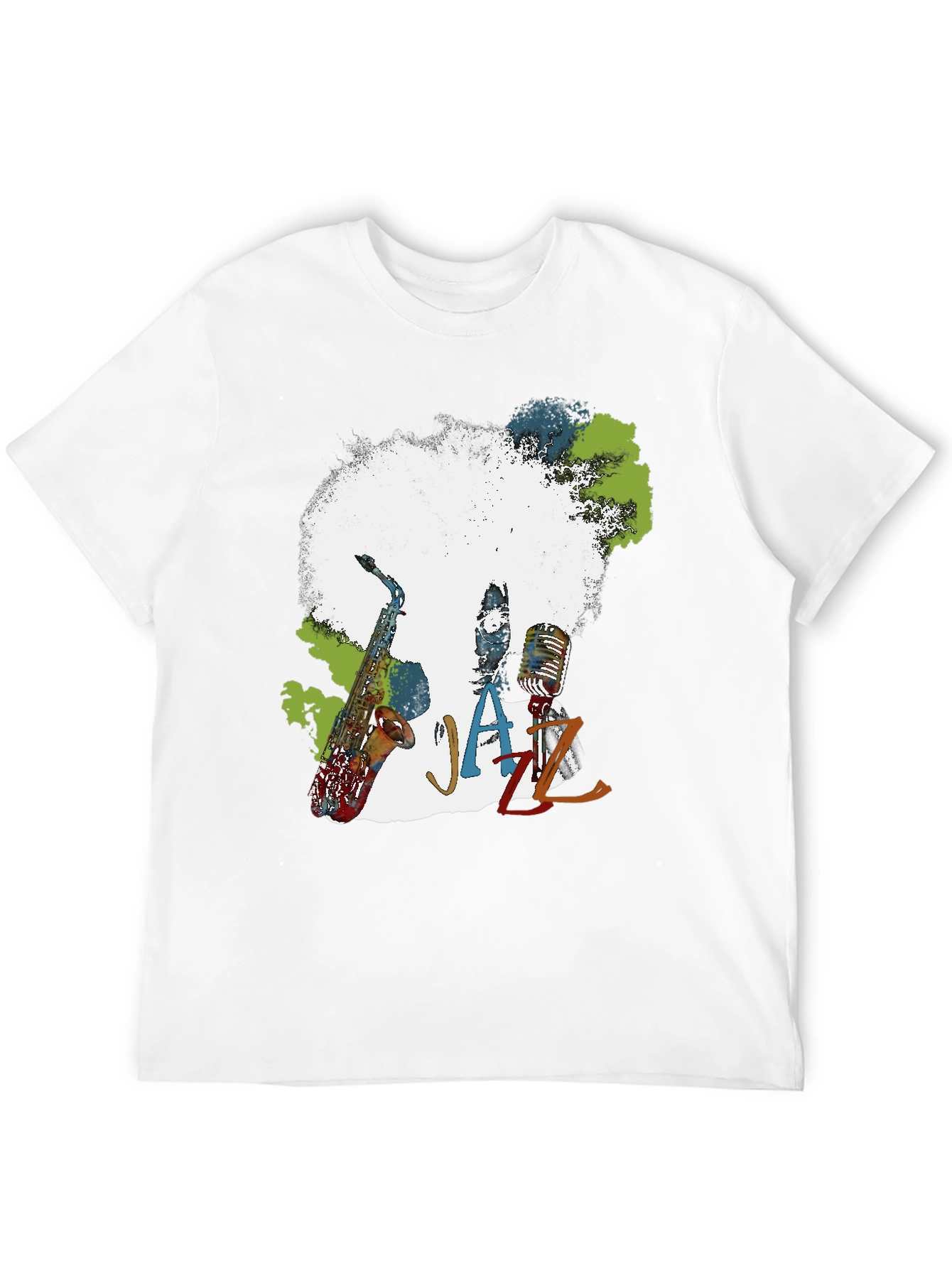 Jazz Music T-Shirt - Afro Saxophone Microphone