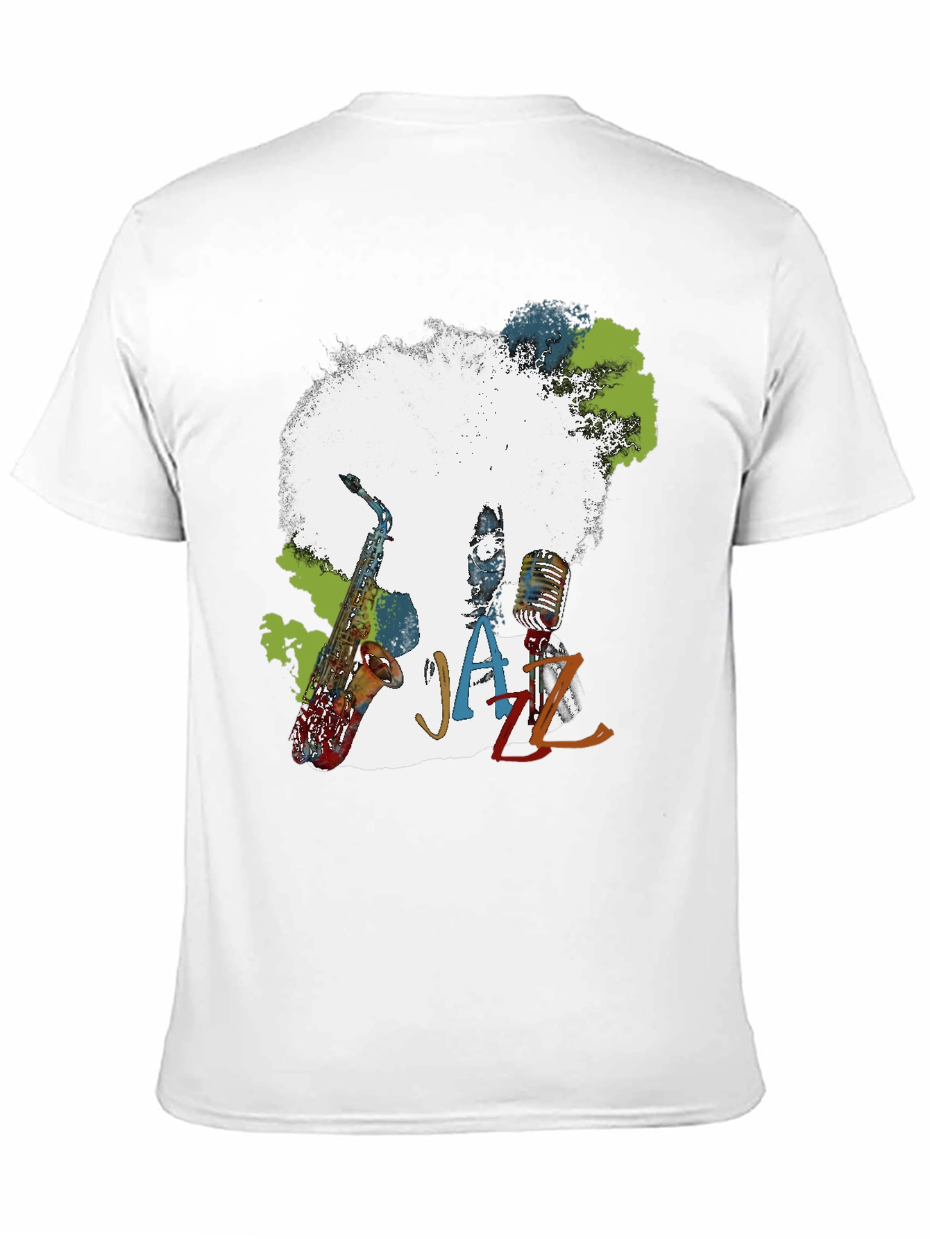 Jazz Music T-Shirt - Afro Saxophone Microphone