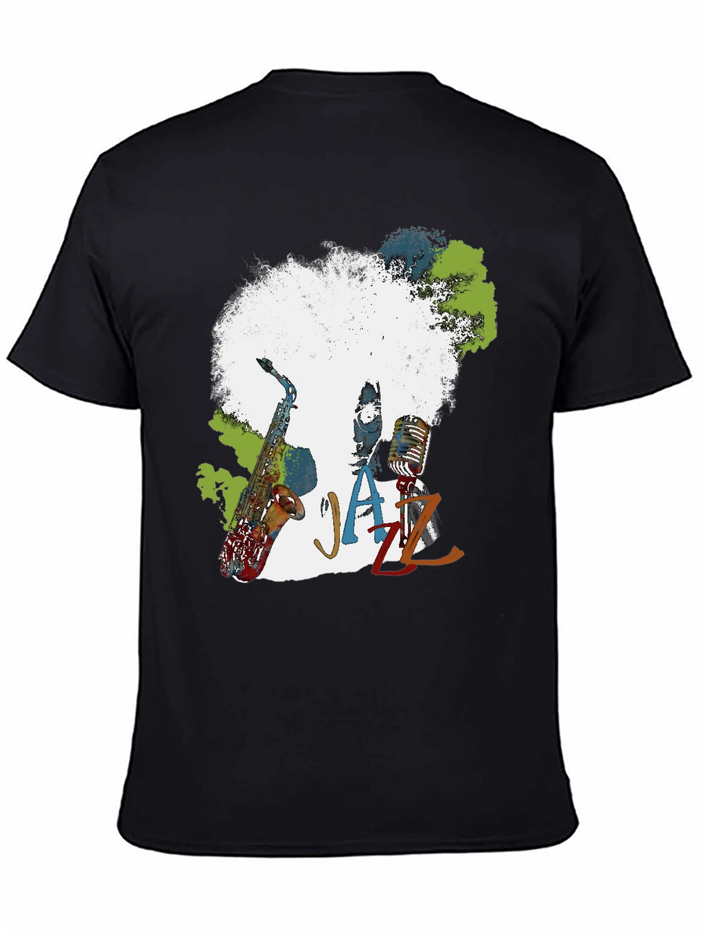 Jazz Music T-Shirt - Afro Saxophone Microphone
