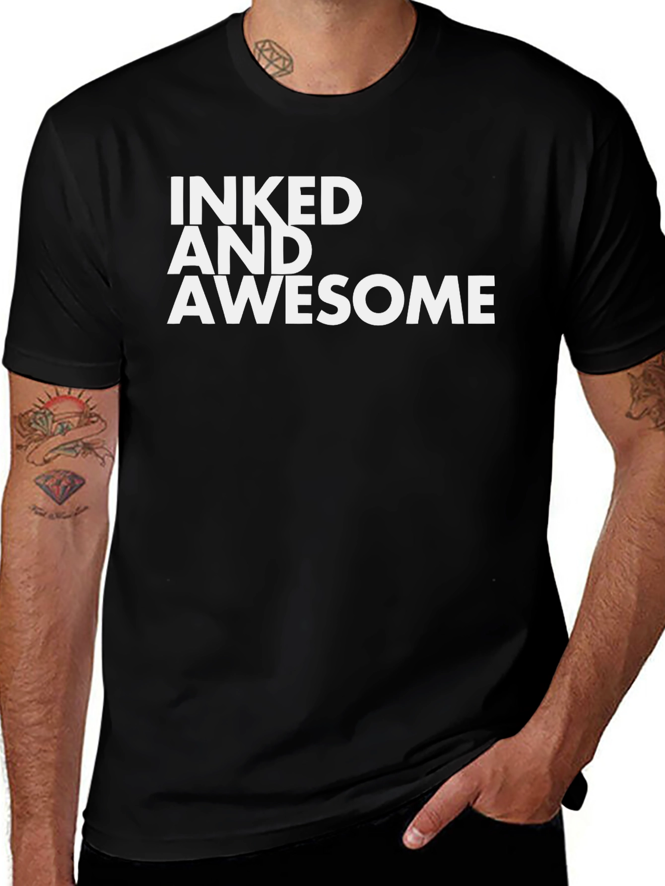 Inked and Awesome Graphic Tee - Black Cotton Casual Shirt