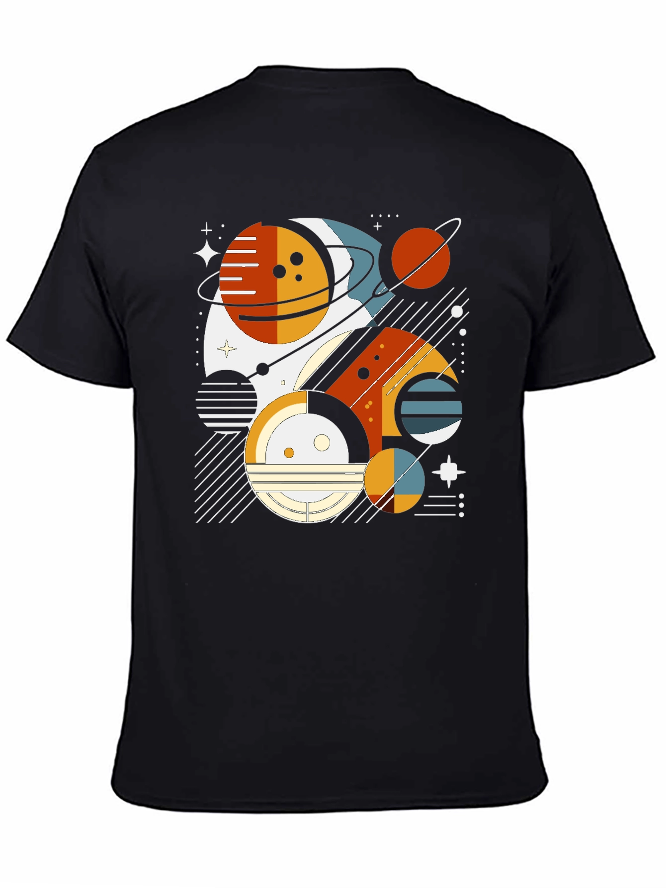 Geometric Planet Graphic Tee - Modern Space Design