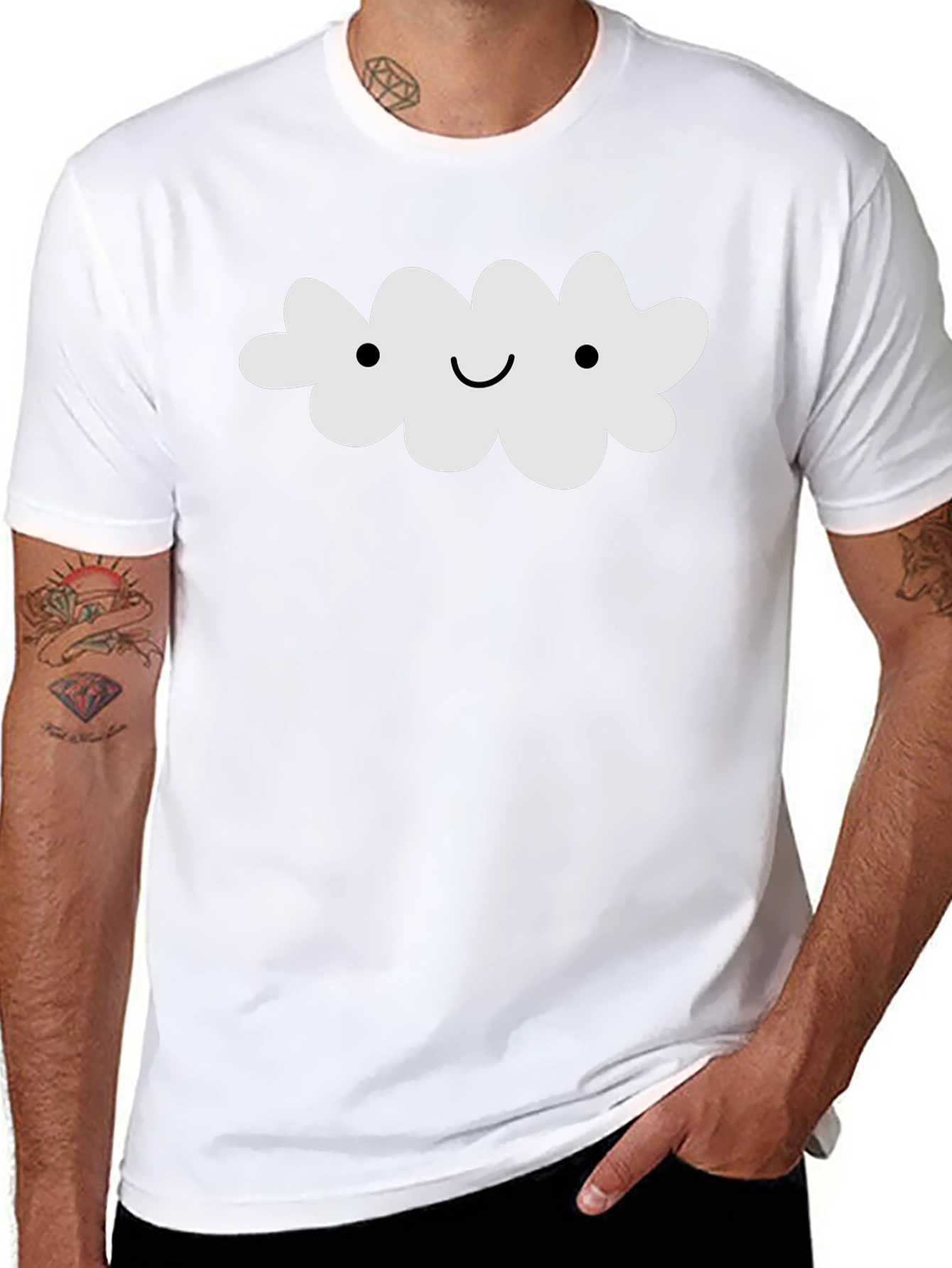 Cute Cloud Graphic Tee - Black