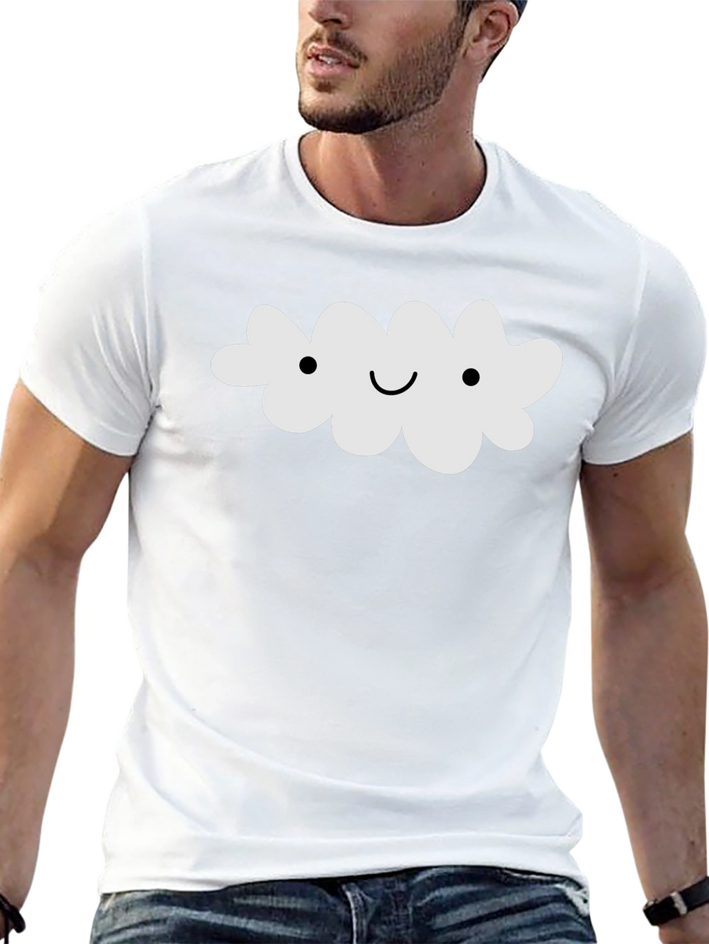 Cute Cloud Graphic Tee - Black