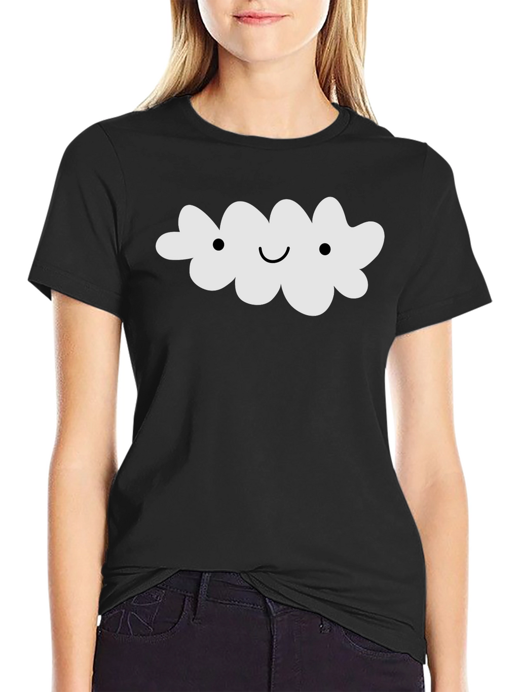 Cute Cloud Graphic Tee - Black
