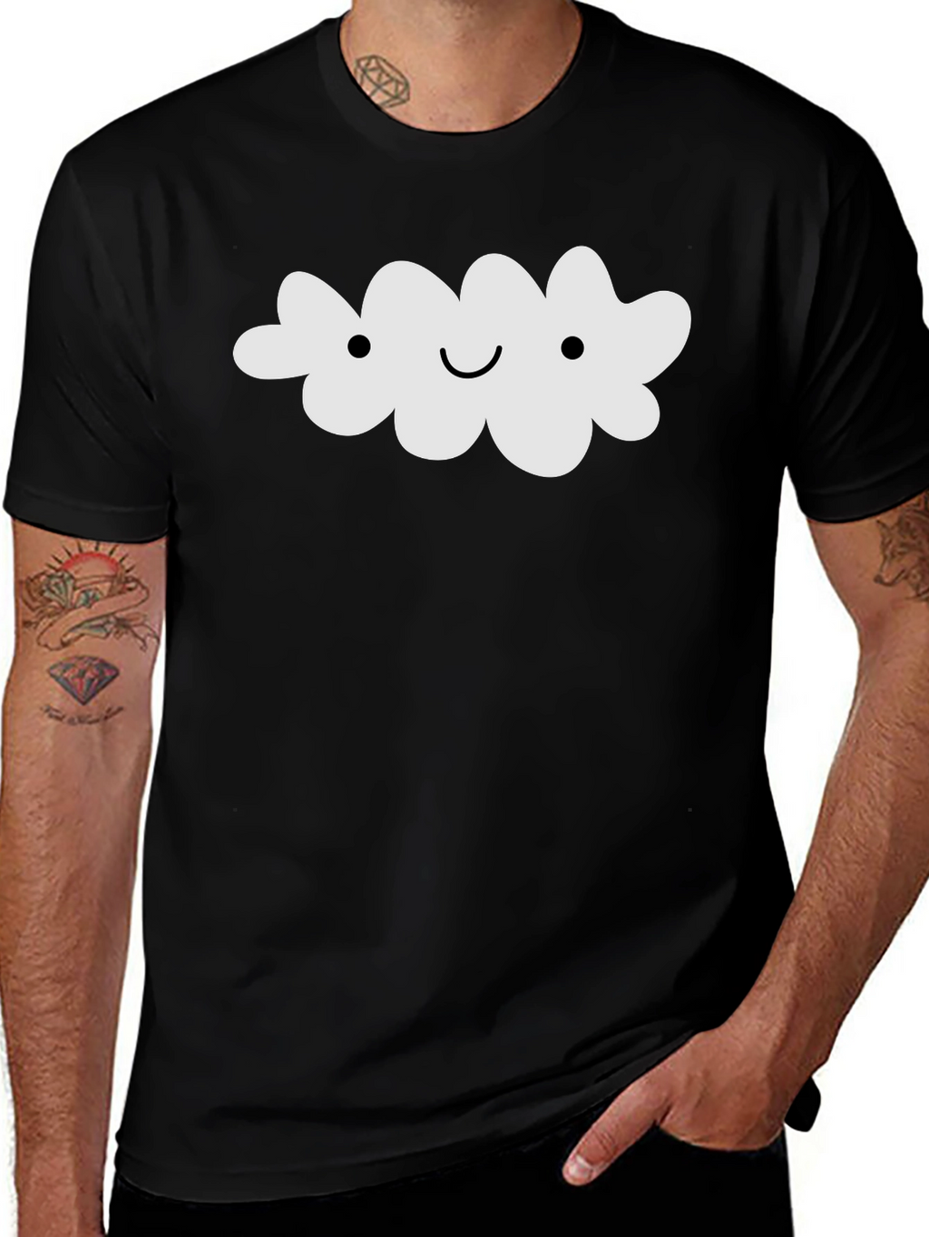 Cute Cloud Graphic Tee - Black