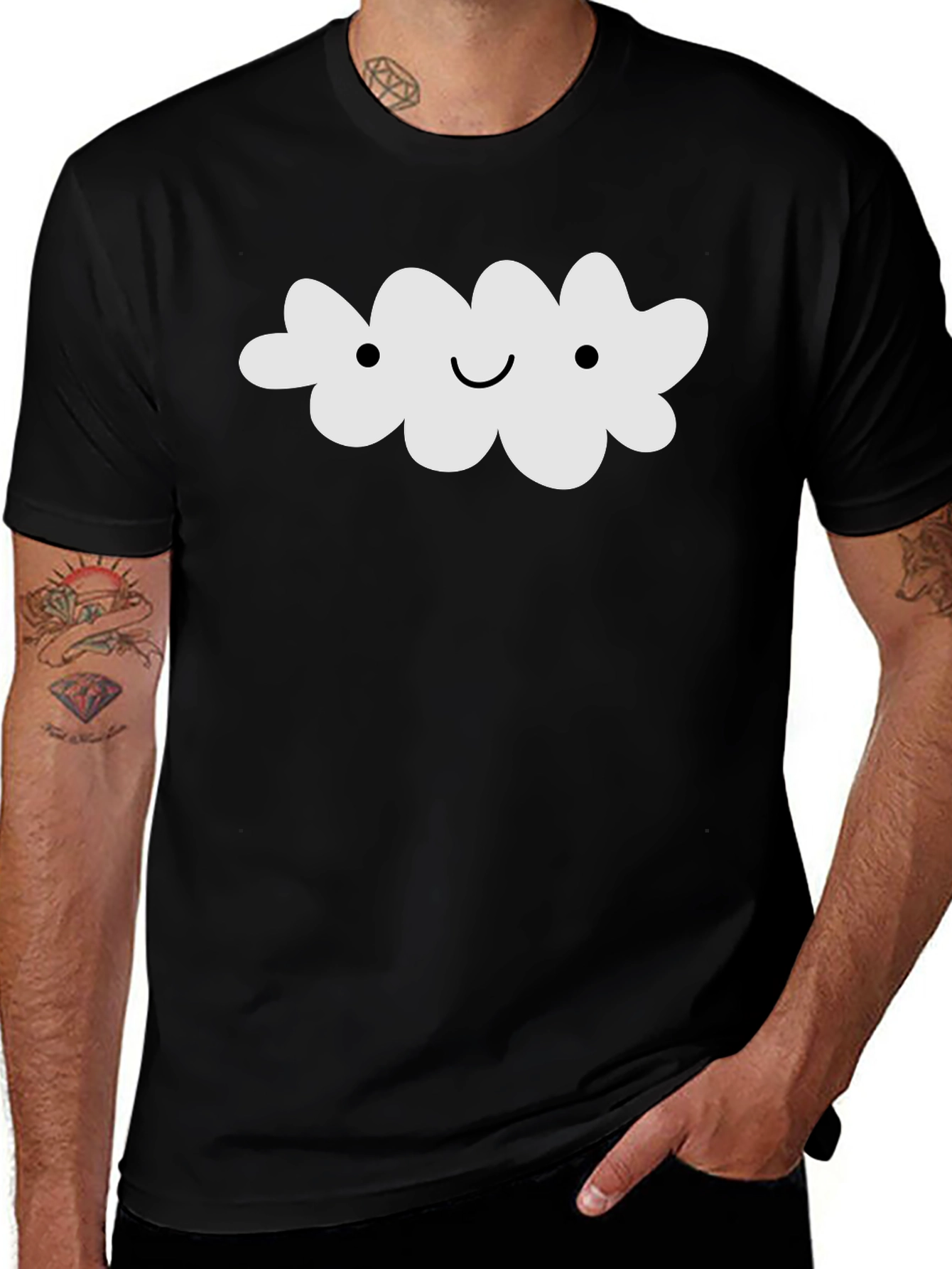 Cute Cloud Graphic Tee - Black