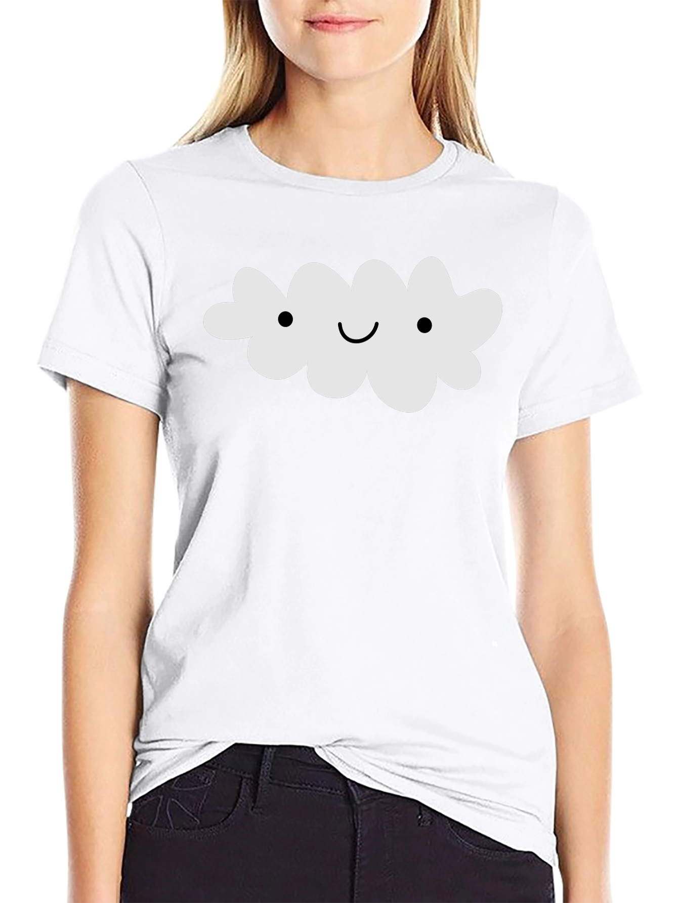 Cute Cloud Graphic Tee - Black