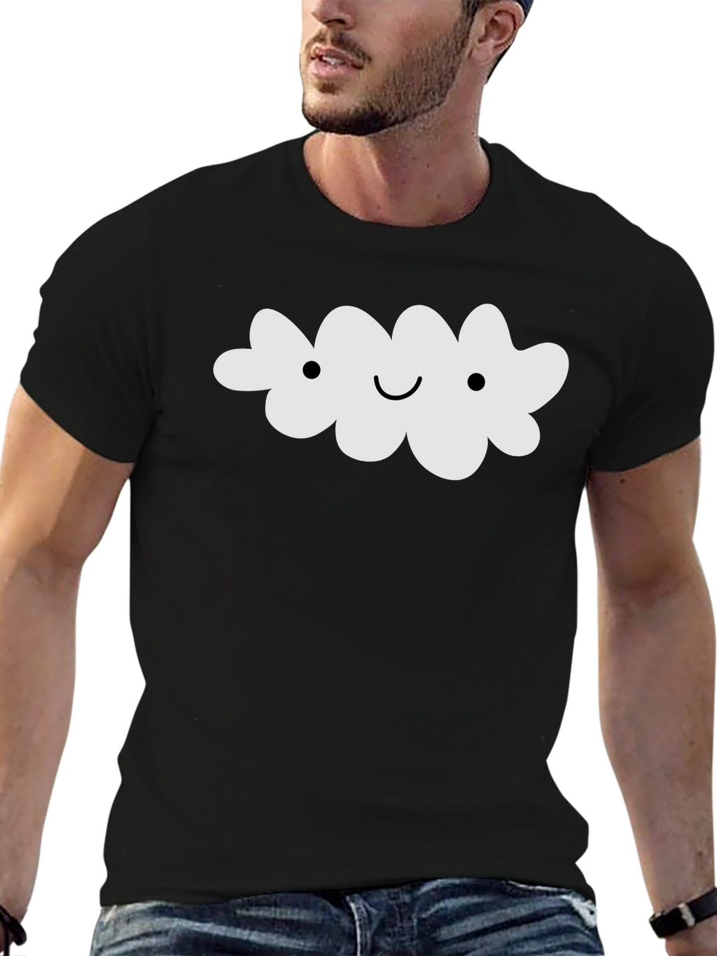 Cute Cloud Graphic Tee - Black