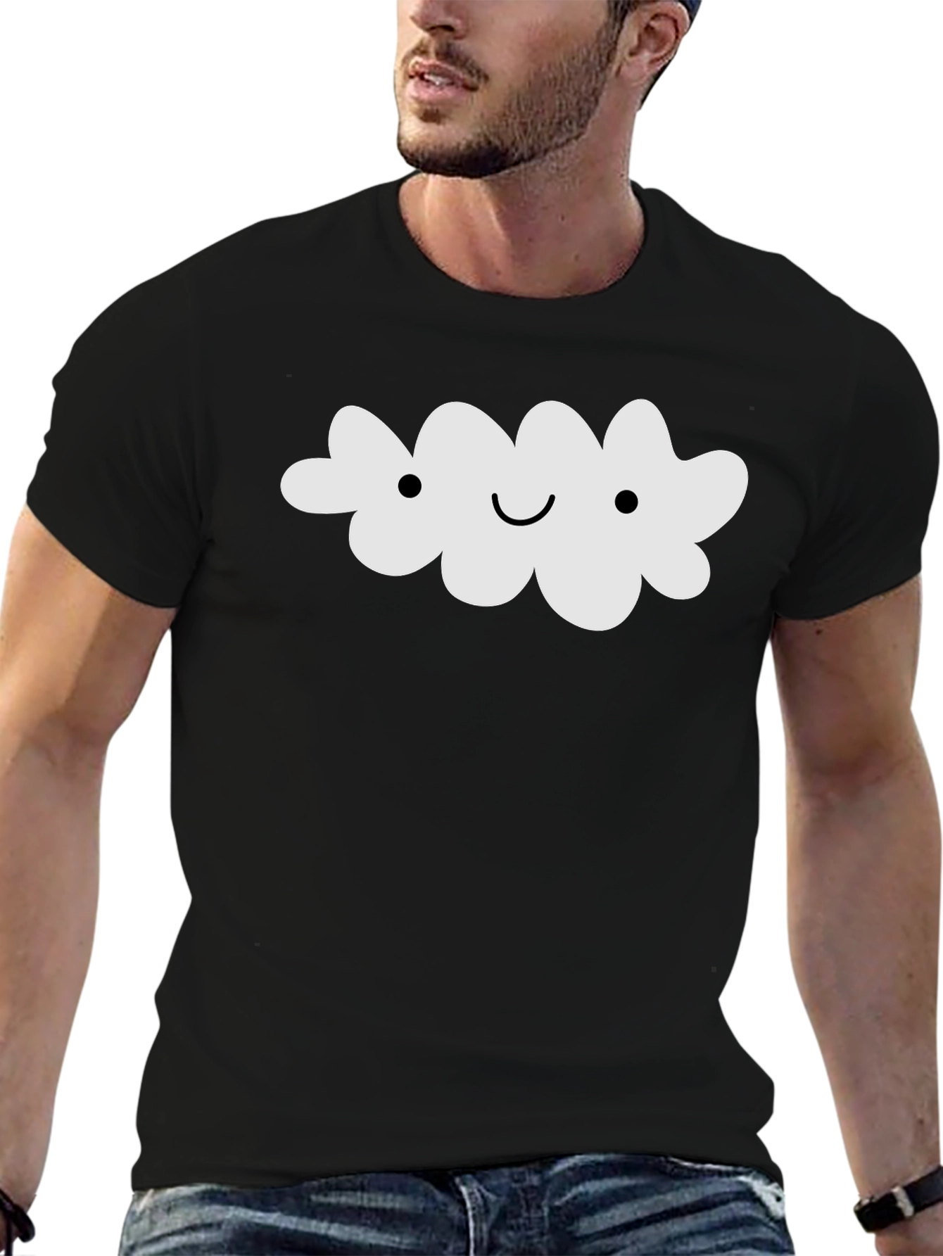 Cute Cloud Graphic Tee - Black