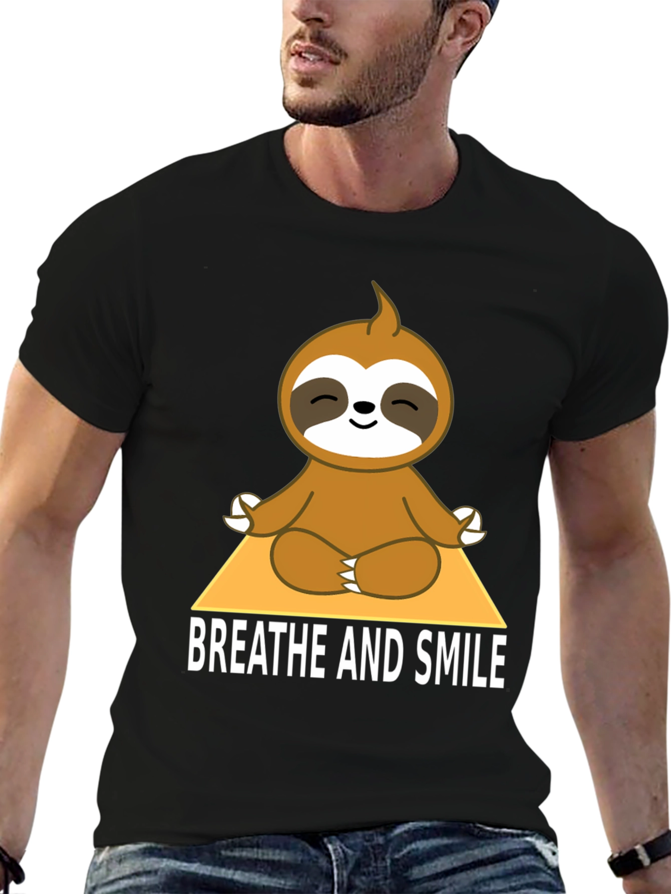Meditating Sloth T-Shirt - Breathe and Smile