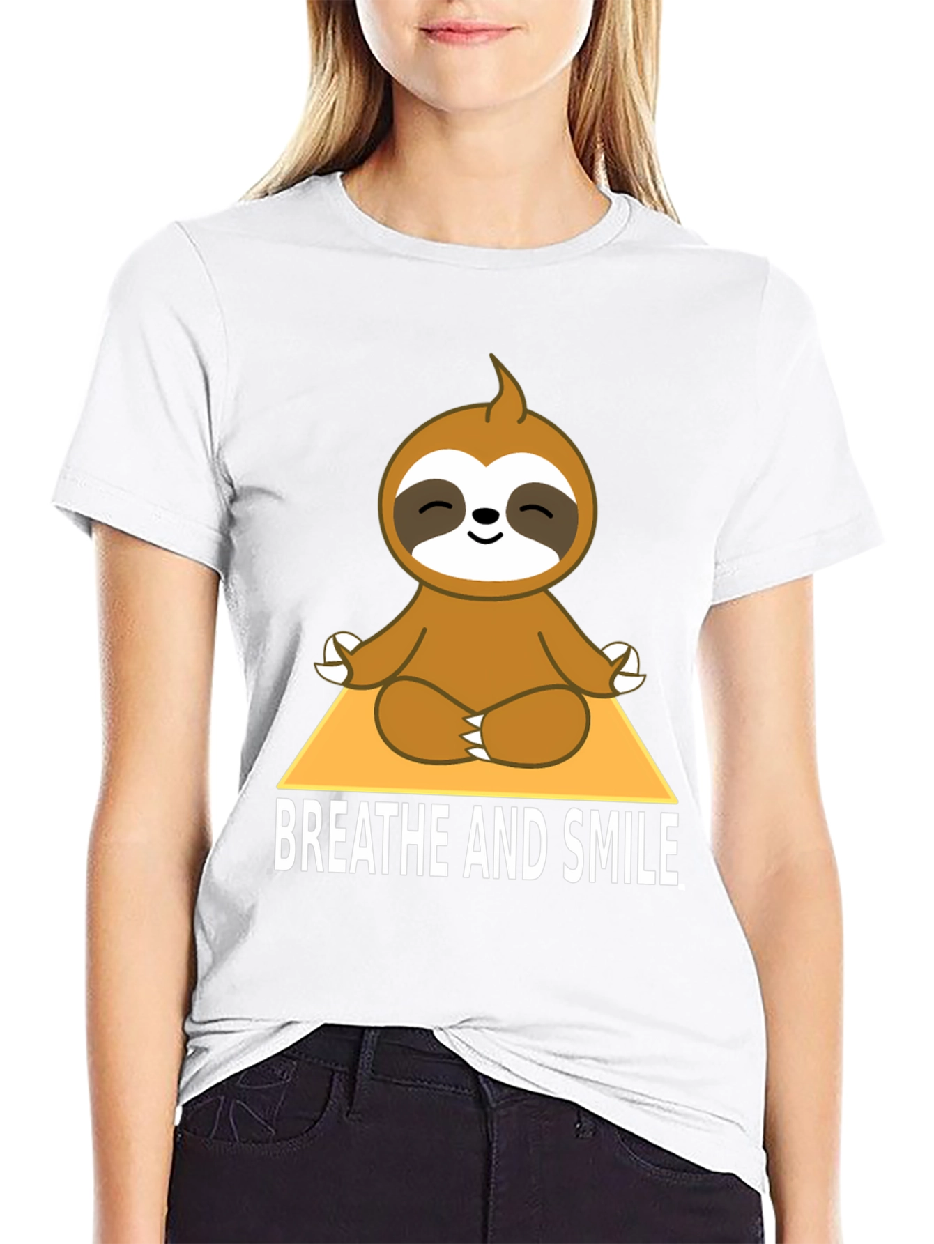 Meditating Sloth T-Shirt - Breathe and Smile