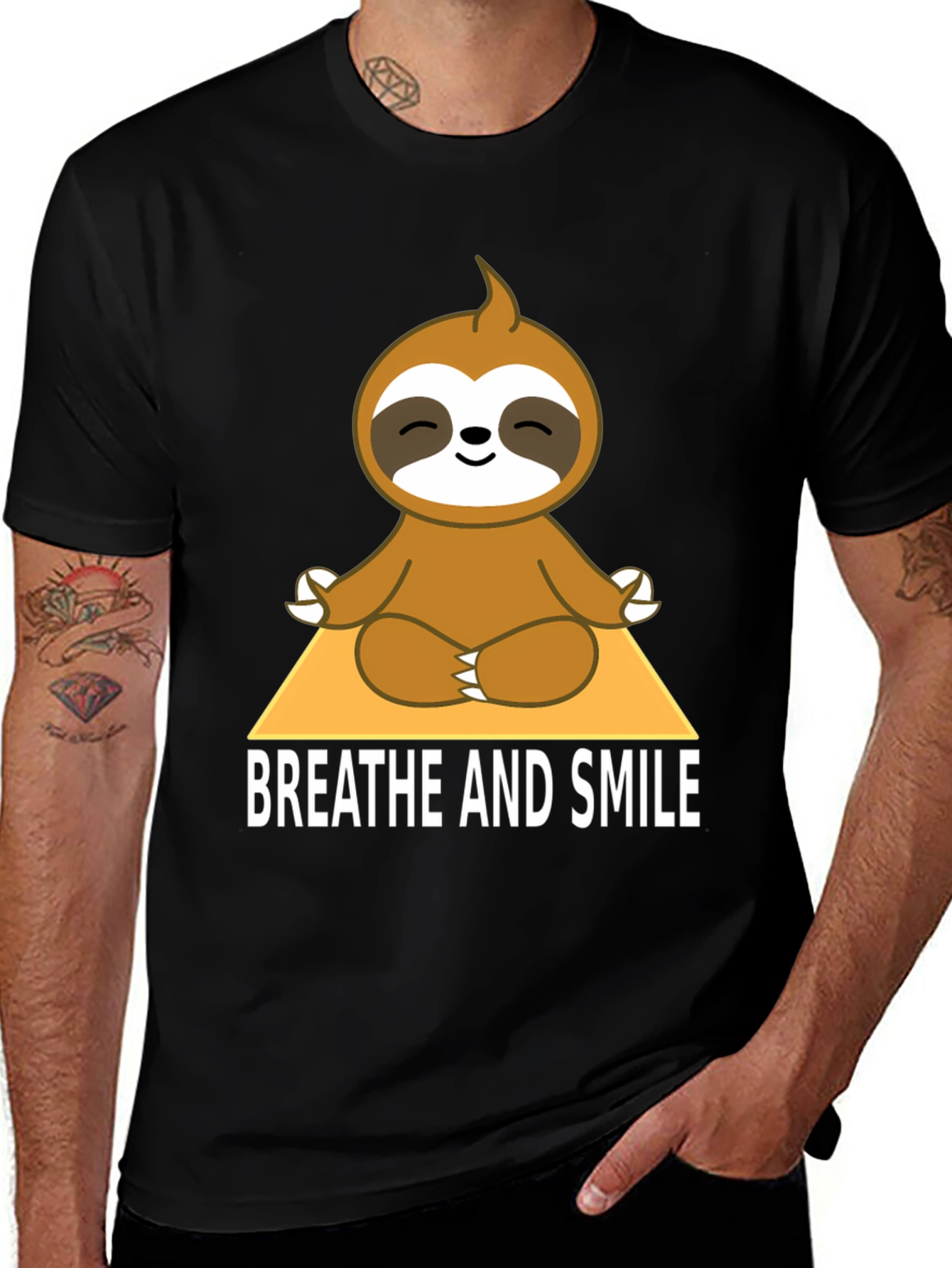Meditating Sloth T-Shirt - Breathe and Smile