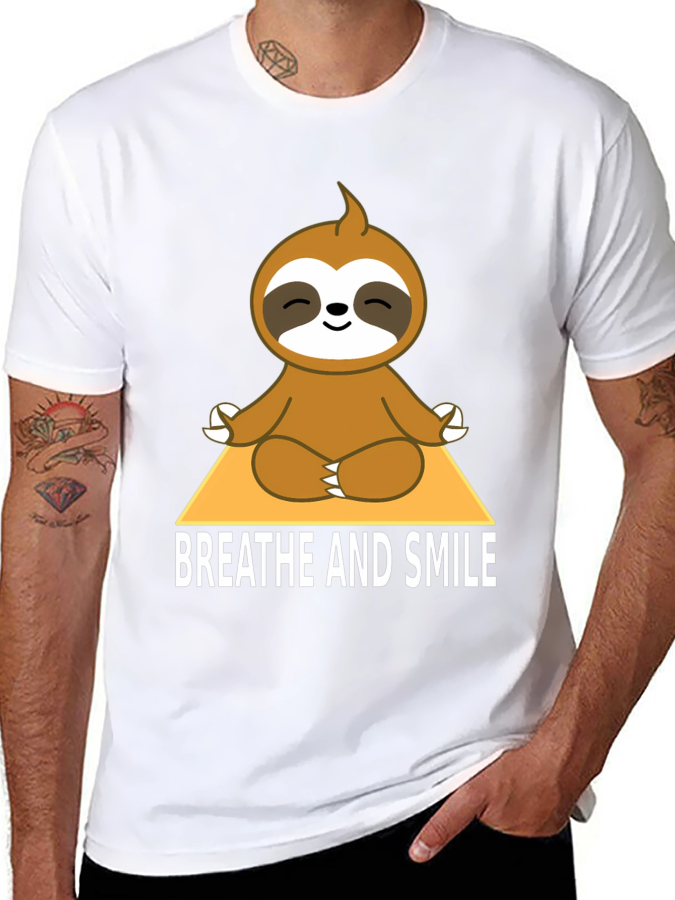 Meditating Sloth T-Shirt - Breathe and Smile
