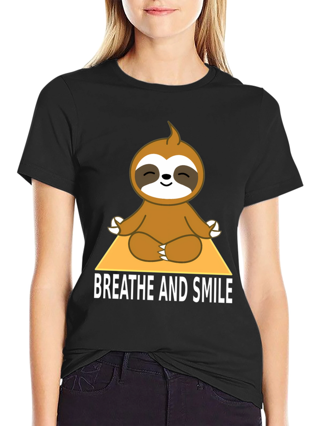 Meditating Sloth T-Shirt - Breathe and Smile