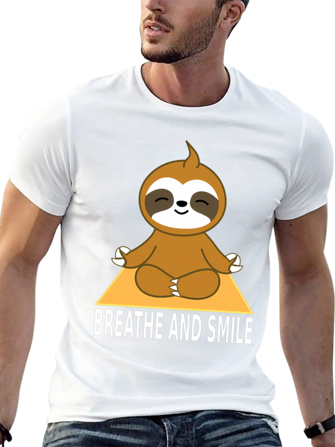 Meditating Sloth T-Shirt - Breathe and Smile