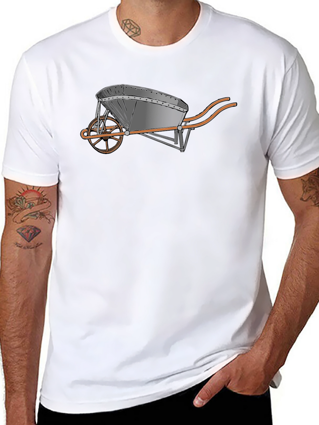 Novelty Wheelbarrow Graphic T-Shirt - Black