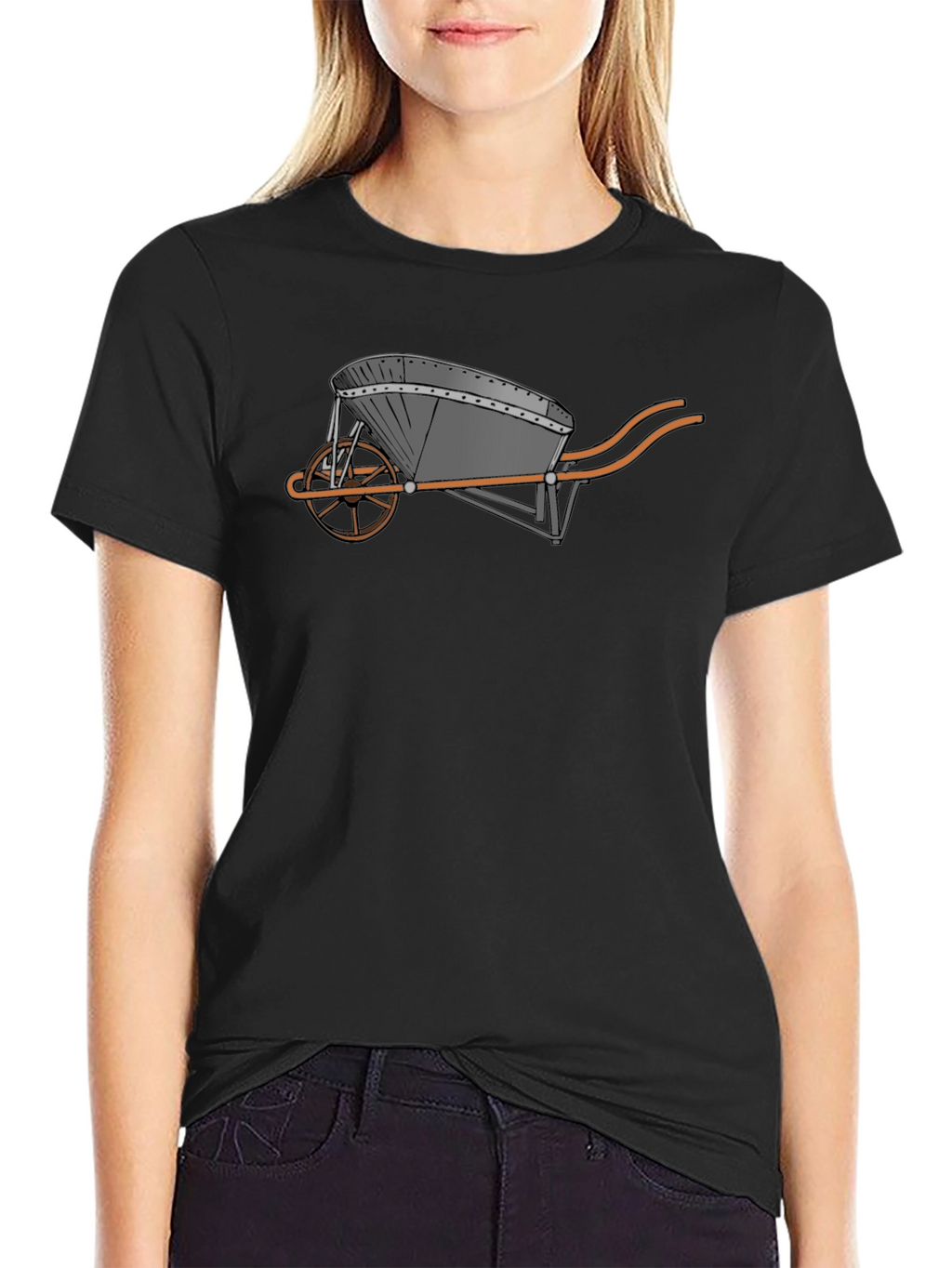 Novelty Wheelbarrow Graphic T-Shirt - Black