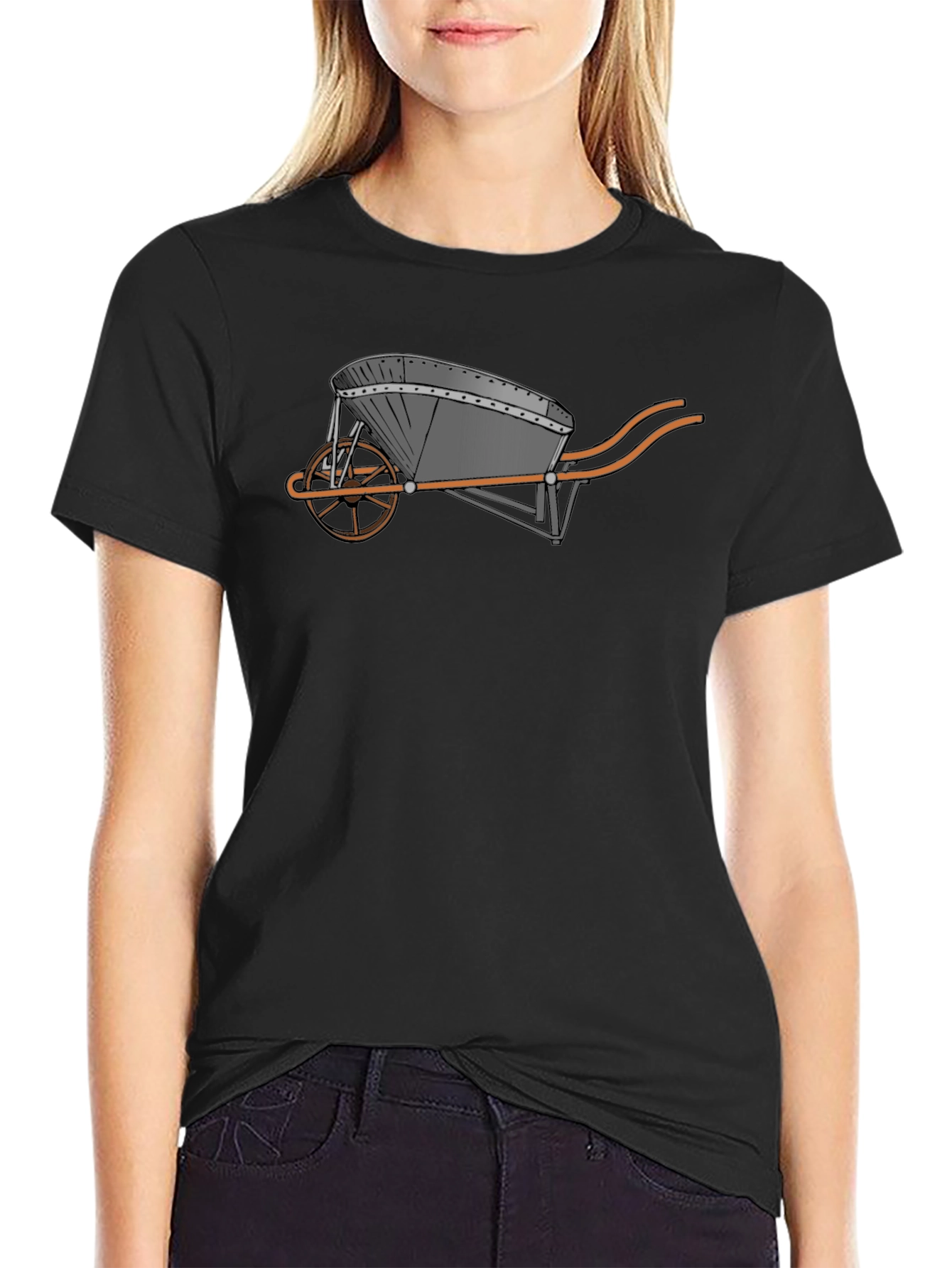 Novelty Wheelbarrow Graphic T-Shirt - Black