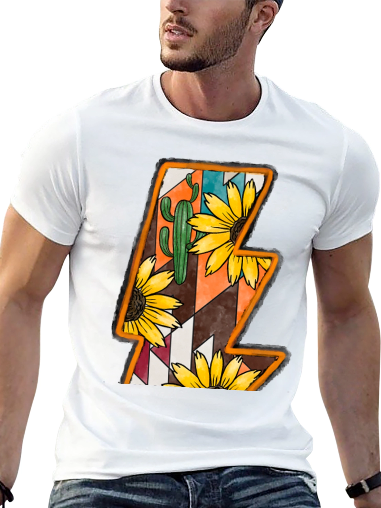 Lightning Bolt Sunflower Cactus Graphic Tee