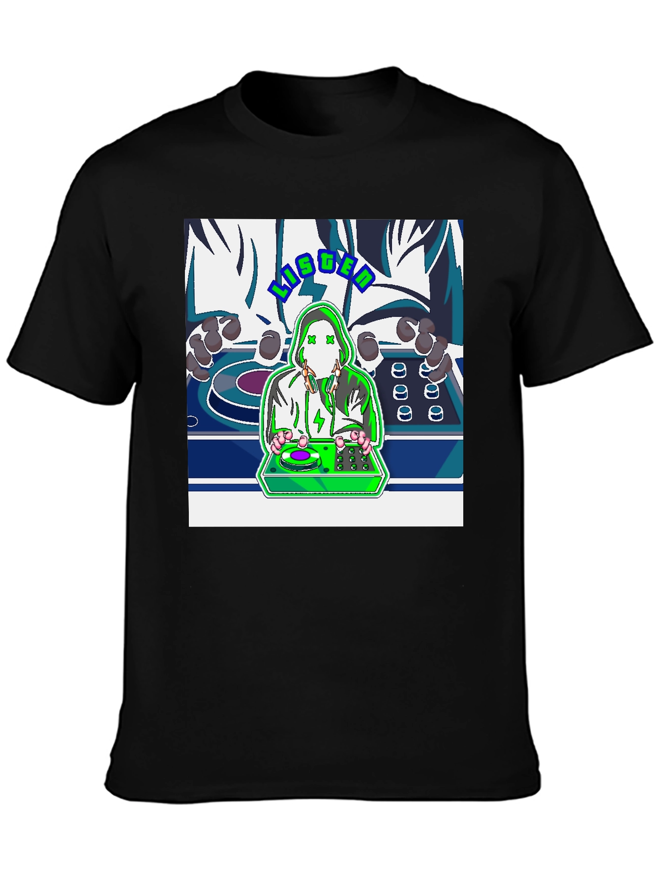Listen DJ Graphic T-Shirt - Black