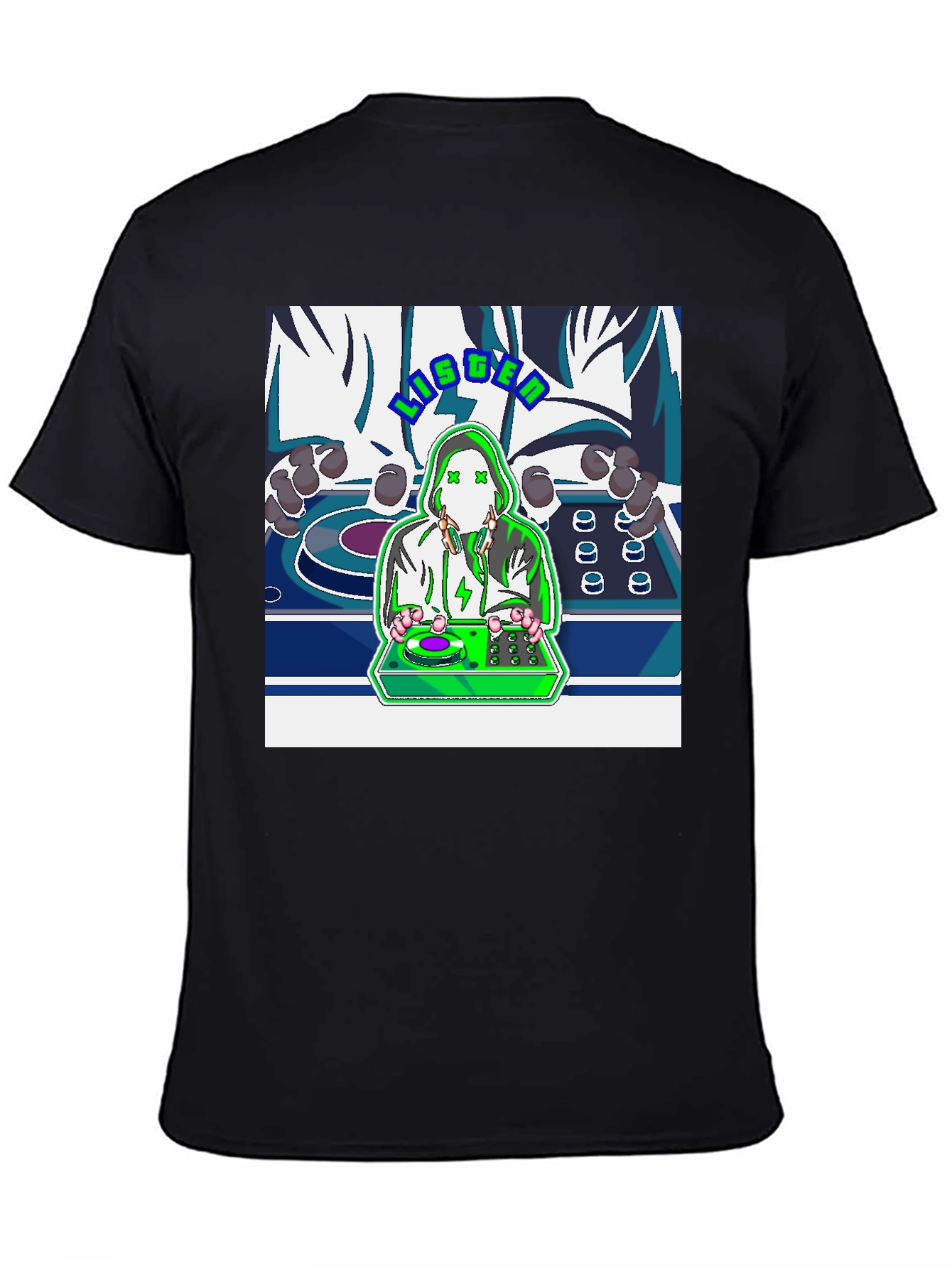 Listen DJ Graphic T-Shirt - Black