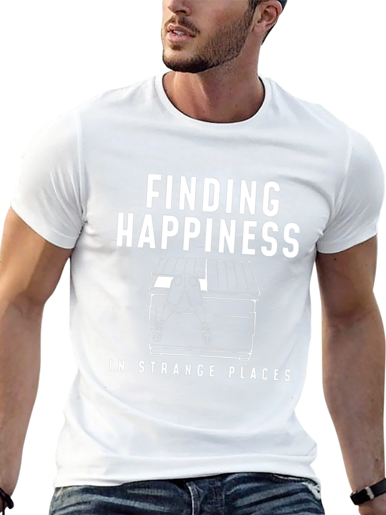 Finding Happiness Funny Graphic T-Shirt