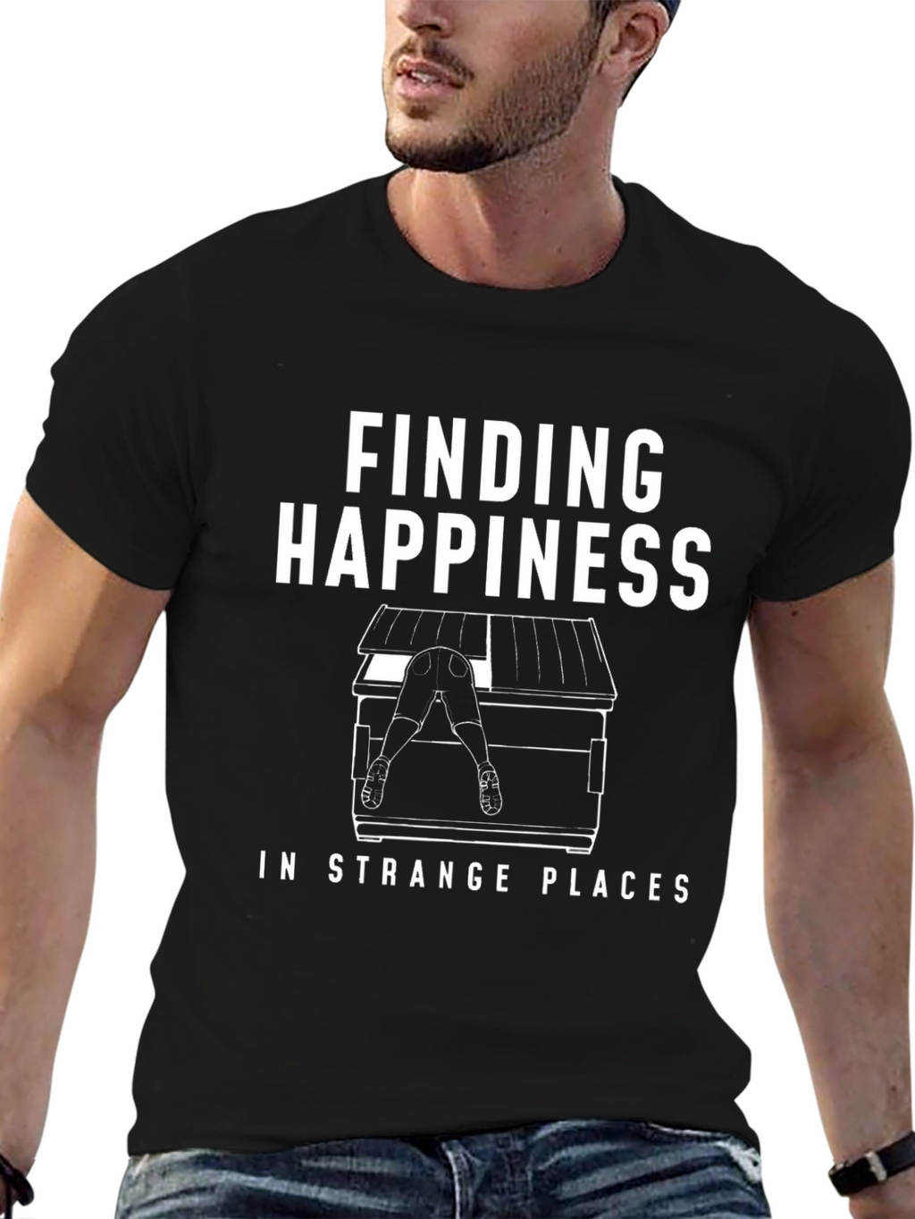 Finding Happiness Funny Graphic T-Shirt