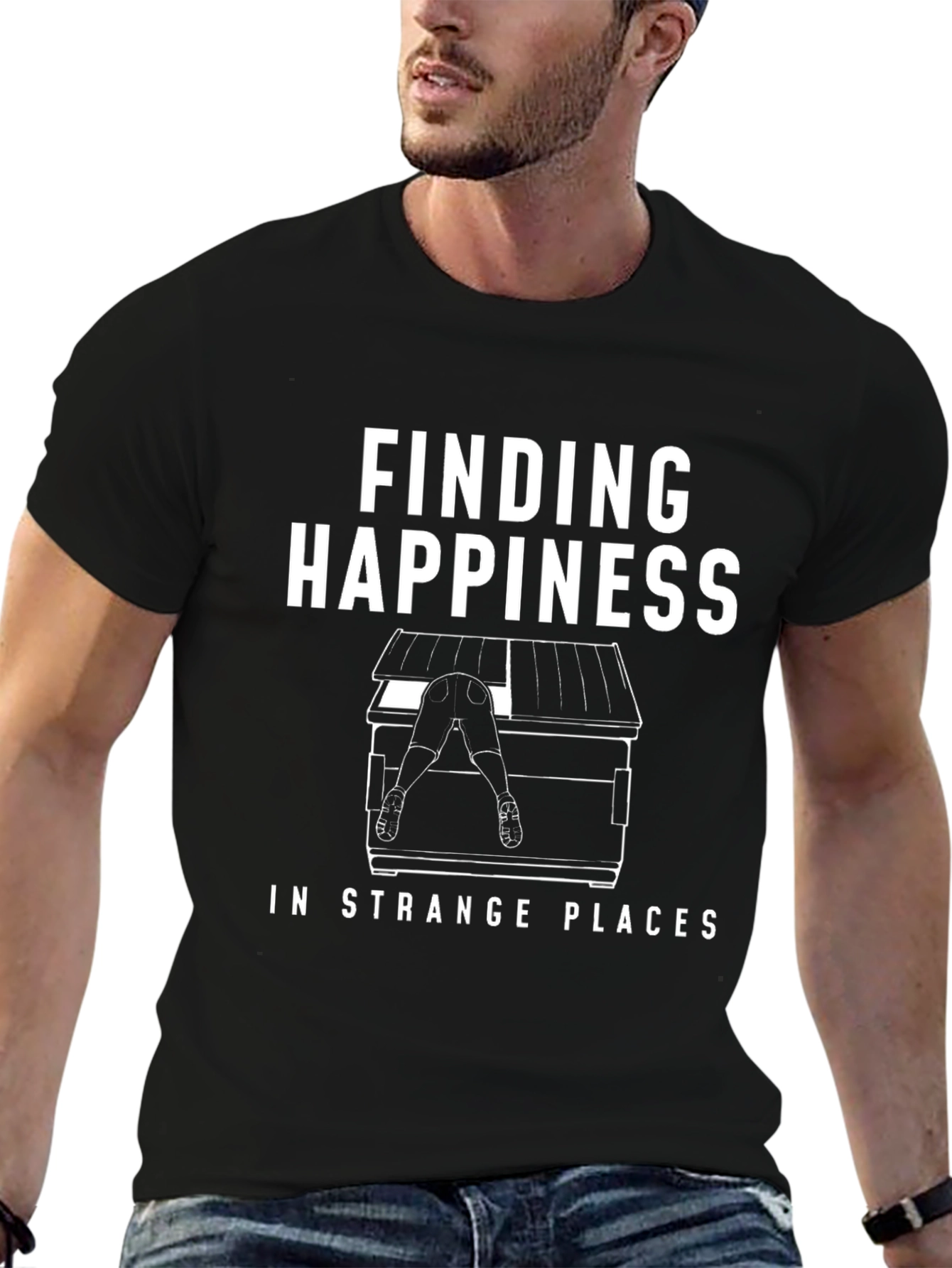 Finding Happiness Funny Graphic T-Shirt