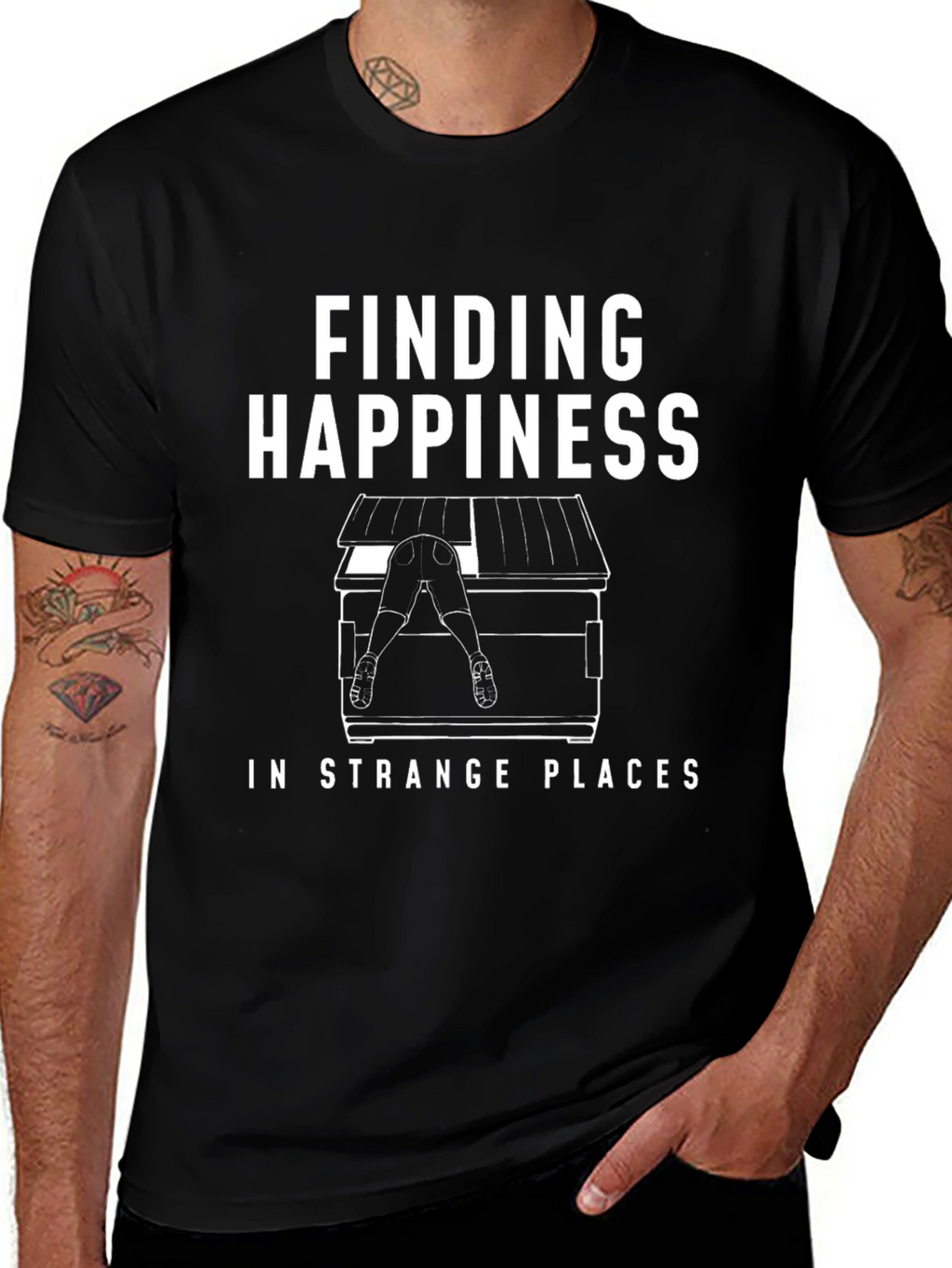Finding Happiness Funny Graphic T-Shirt