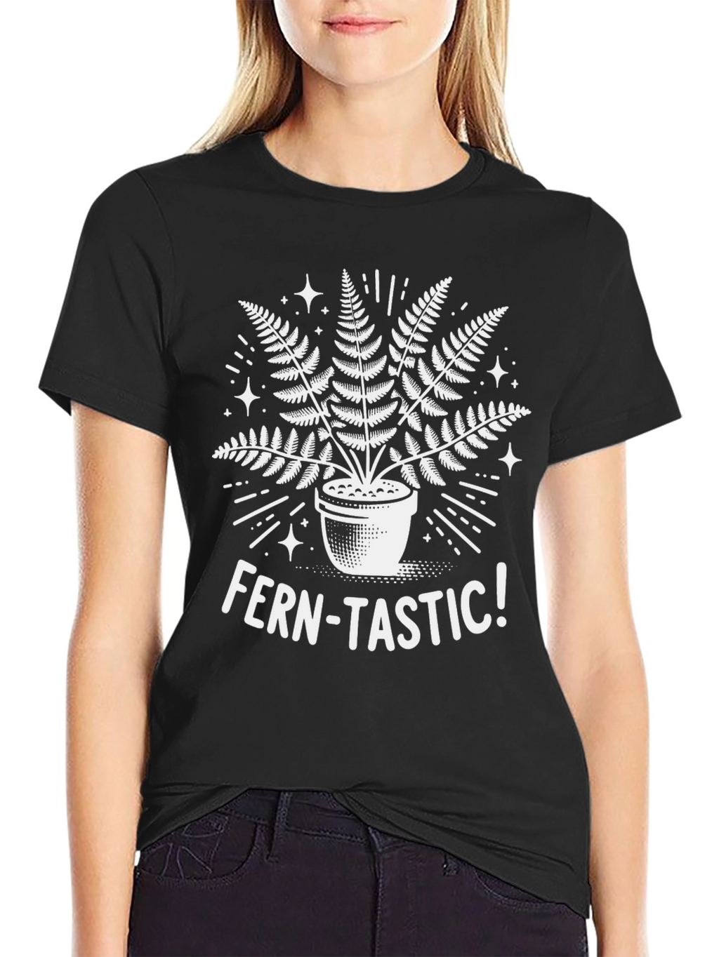 Fern-Tastic Graphic Tee - Black Cotton T-Shirt