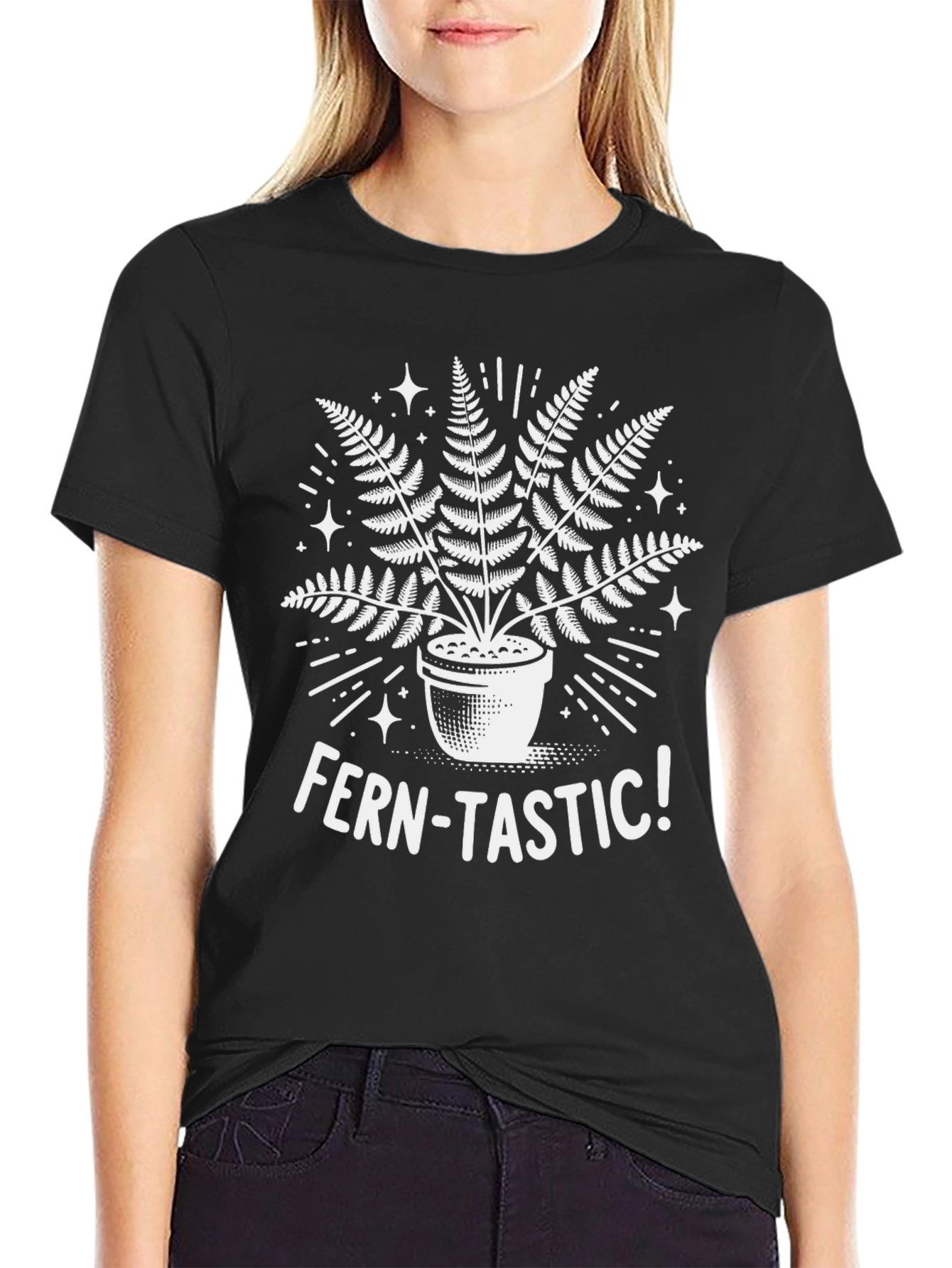 Fern-Tastic Graphic Tee - Black Cotton T-Shirt